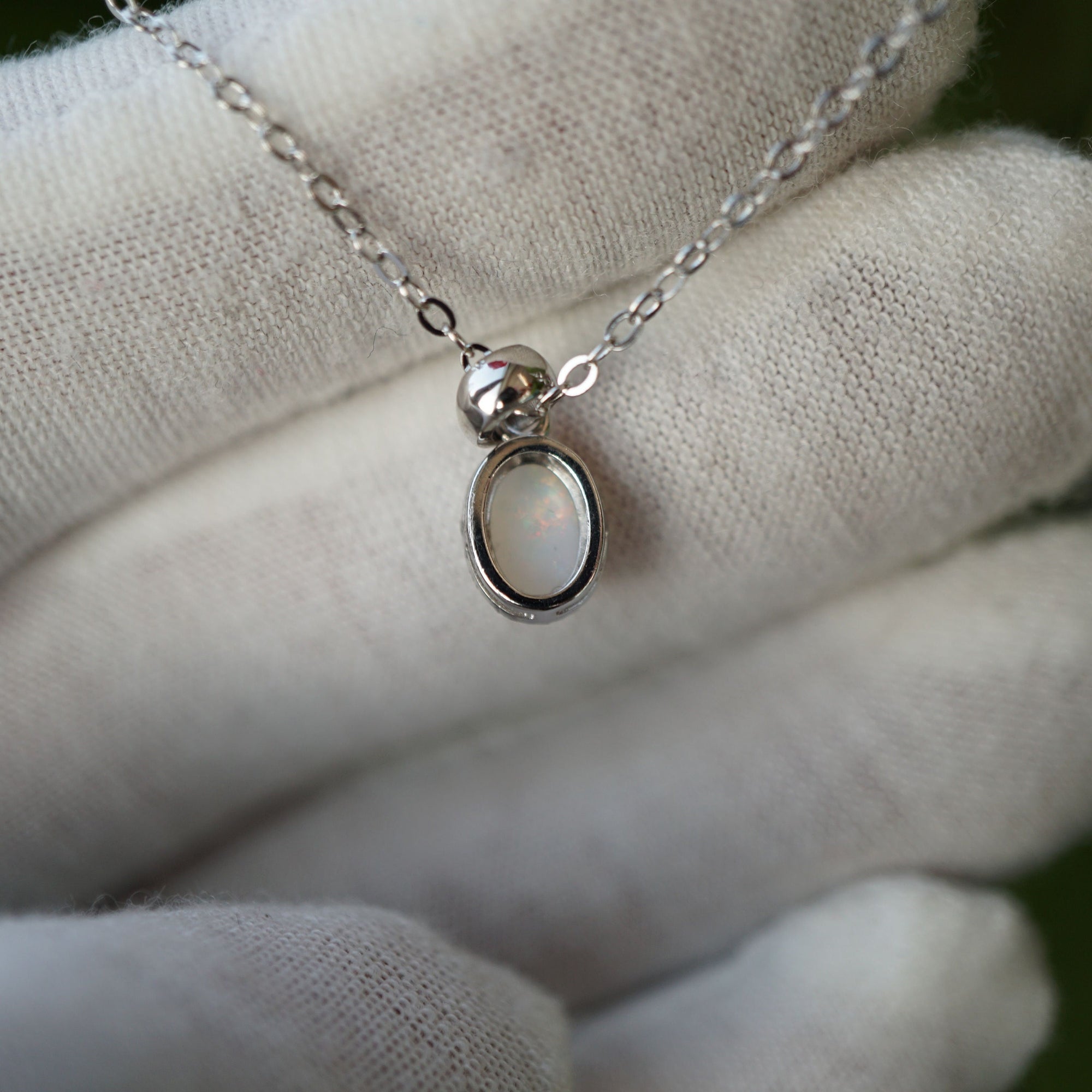 Vintage classic style simple australian crystal opal necklace-Vsabel Jewellery