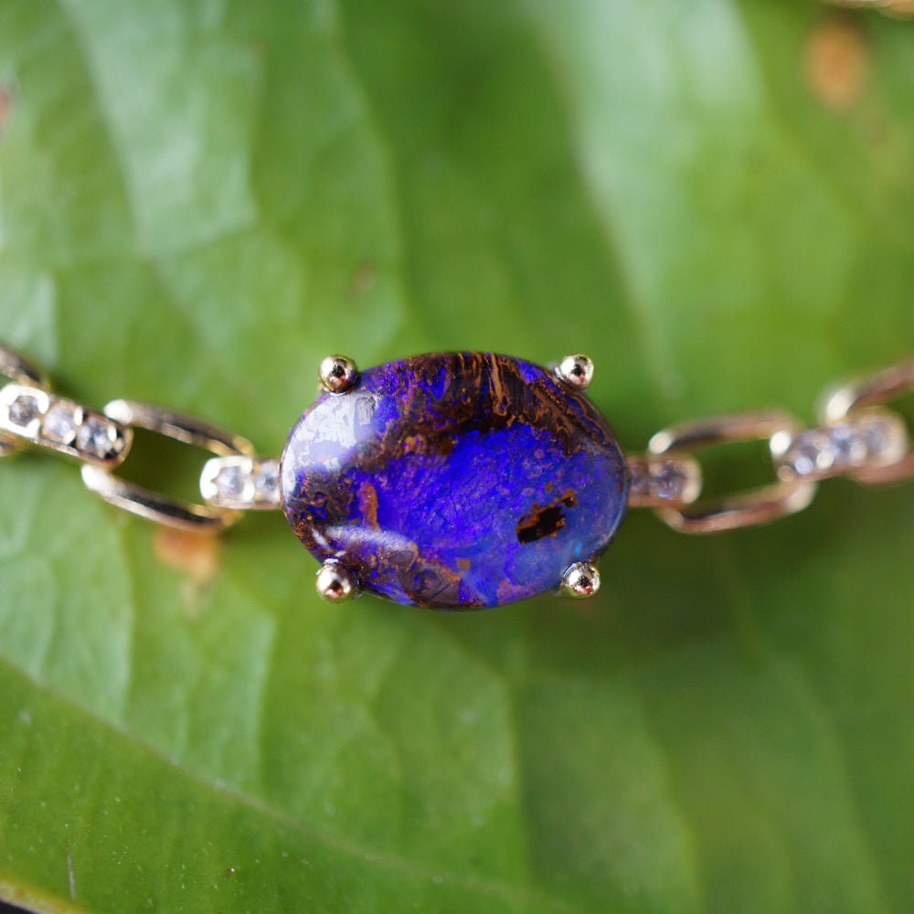 Aurora Haze Opal Bracelet - 925 Silver & Cubic Zirconia-Vsabel Jewellery