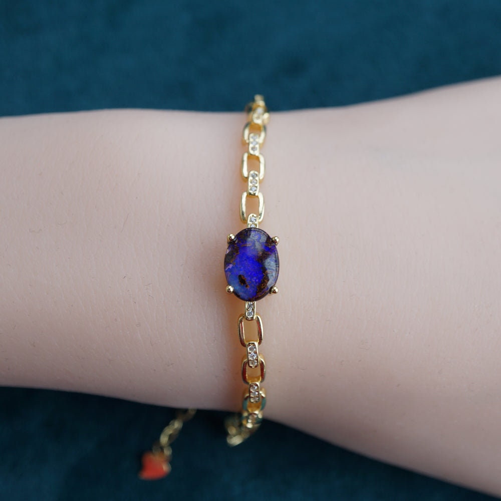 Aurora Haze Opal Bracelet - 925 Silver & Cubic Zirconia-Vsabel Jewellery
