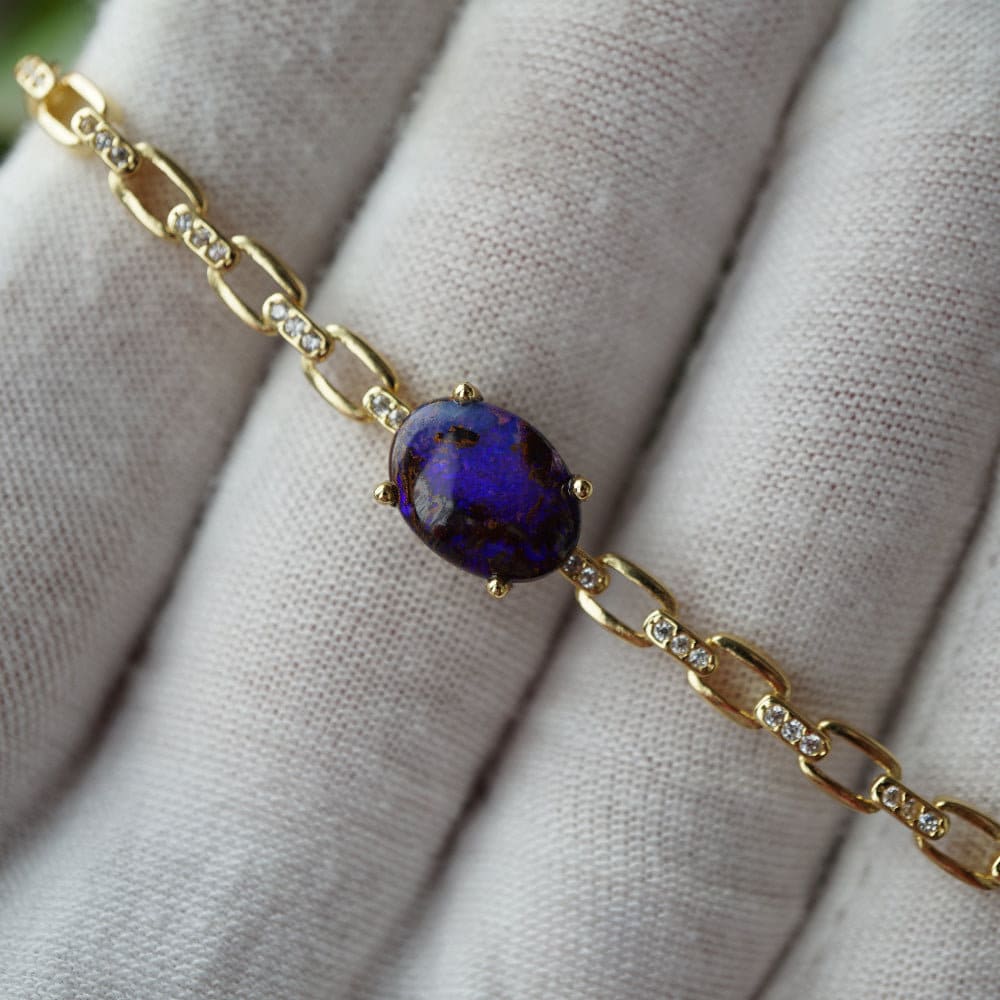 Aurora Haze Opal Bracelet - 925 Silver & Cubic Zirconia-Vsabel Jewellery