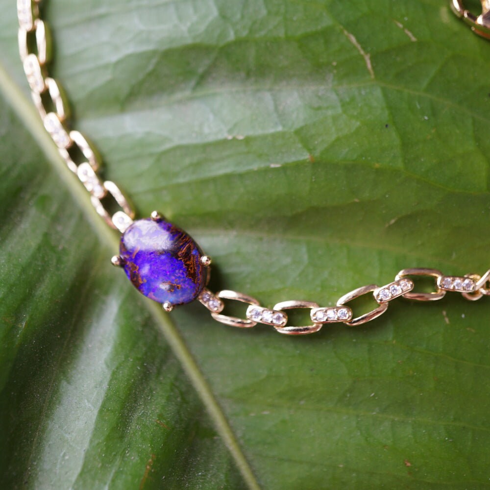 Aurora Haze Opal Bracelet - 925 Silver & Cubic Zirconia-Vsabel Jewellery