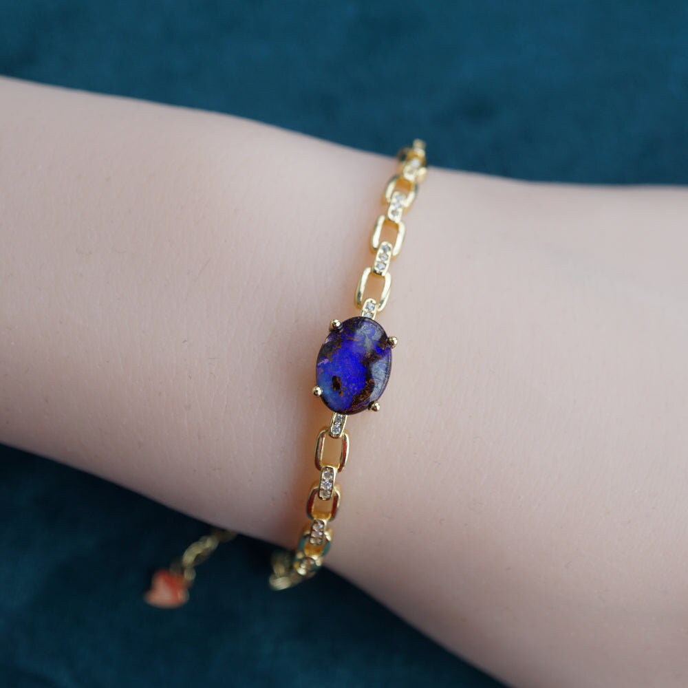 Aurora Haze Opal Bracelet - 925 Silver & Cubic Zirconia-Vsabel Jewellery