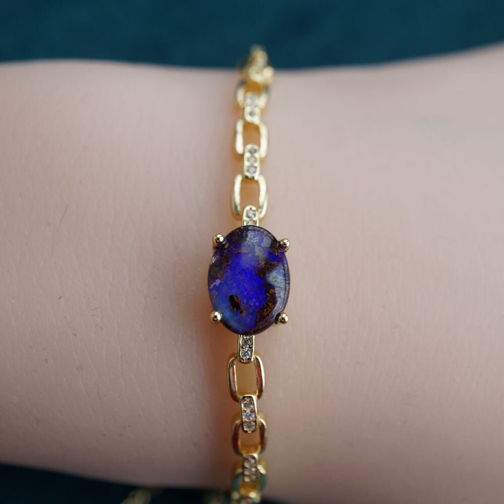 Aurora Haze Opal Bracelet - 925 Silver & Cubic Zirconia-Vsabel Jewellery