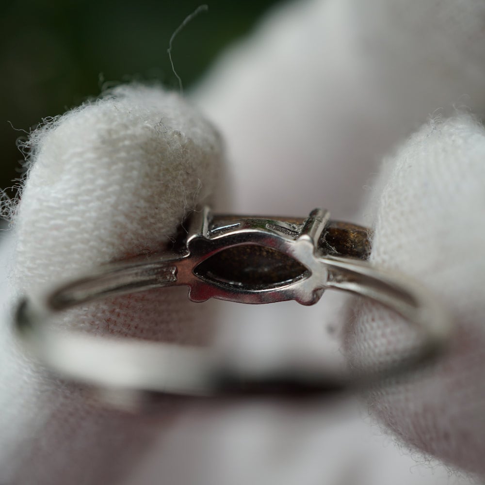 Dainty rainbow australian boulder opal ring in 925 silver-Vsabel Jewellery