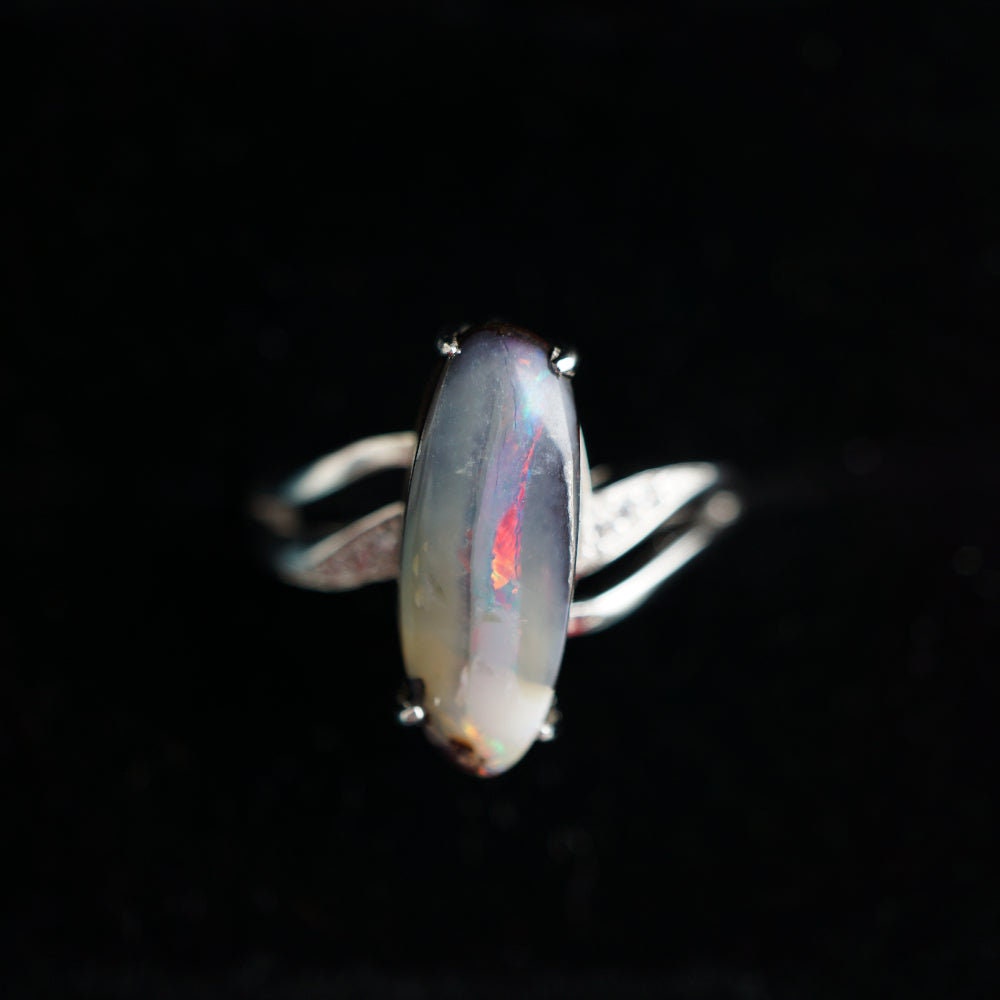 Majestic mauve australian boulder opal ring in 925 sterling silver-Vsabel Jewellery