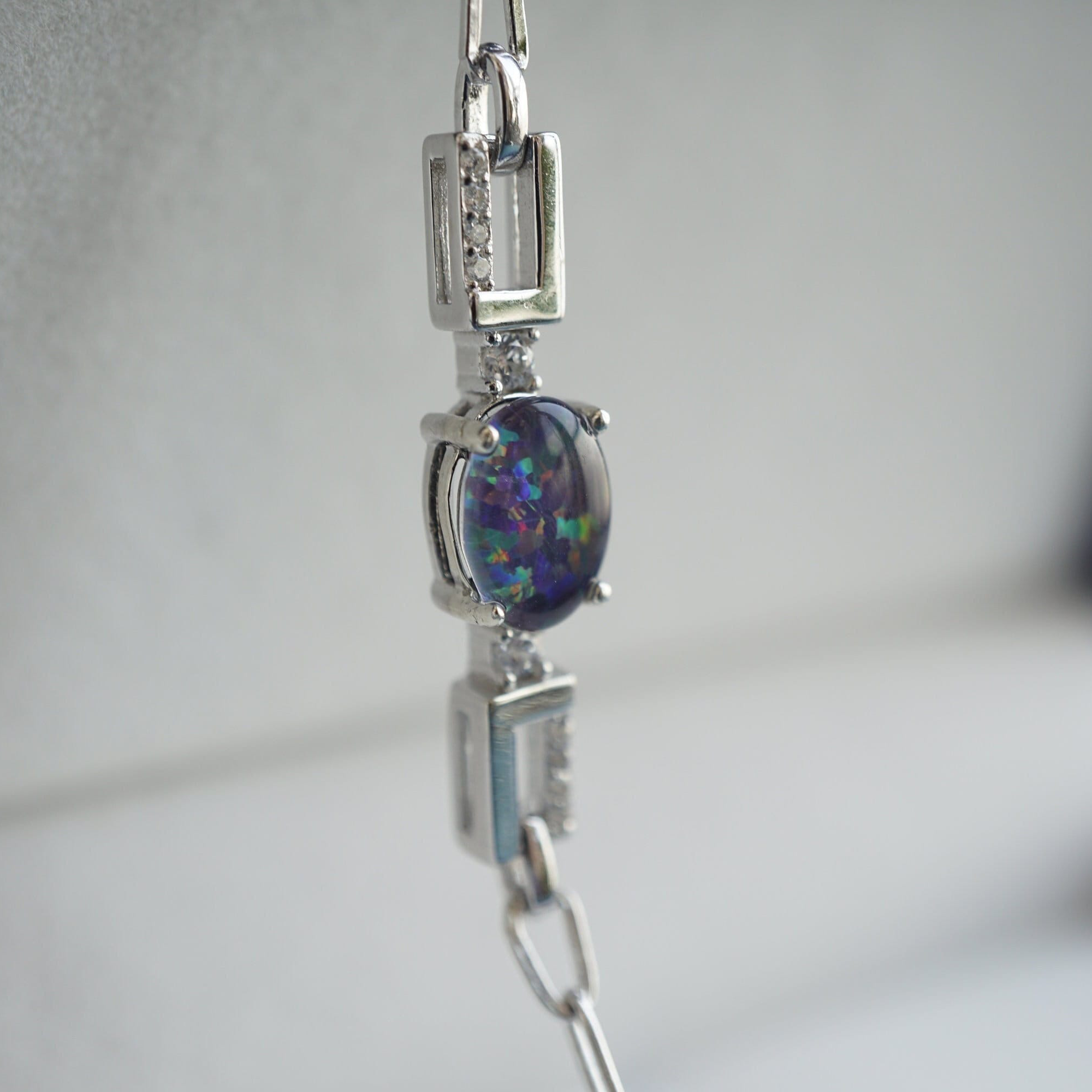 Silver opal bracelet rainbow, opal bead bracelet, opal silver bracelet, opal jewelry, tiny opal bracelet, beaded bracelet, triplet opal-Vsabel Jewellery