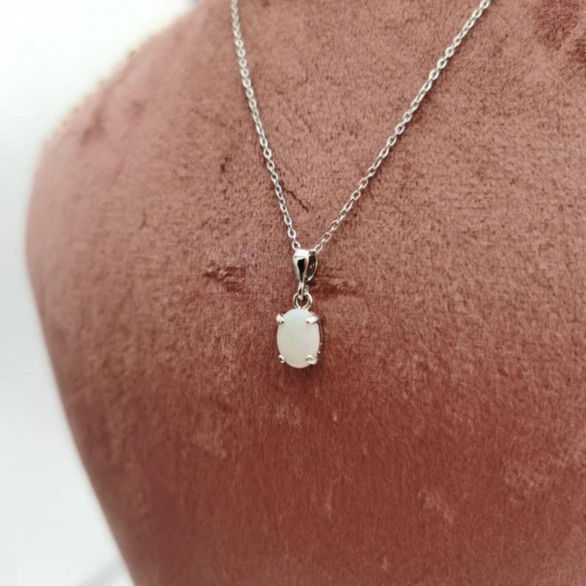 Tiny opal necklace, dainty necklace, jewelry, necklace, gift for her, layer jewelry, october birthday gift, october birthstone-Vsabel Jewellery