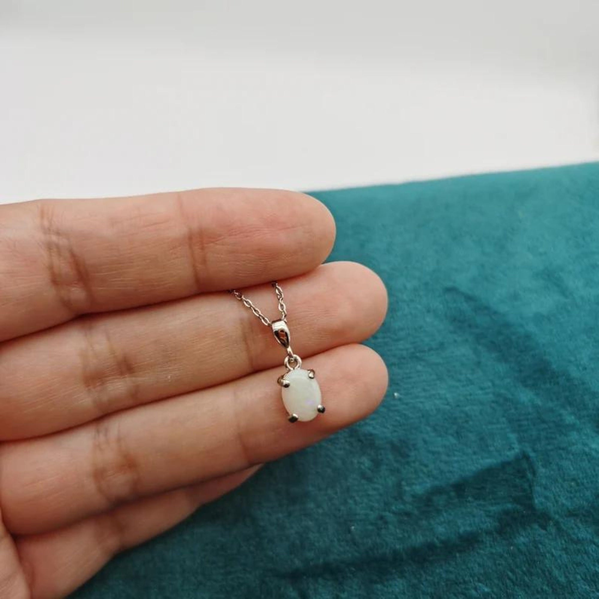 Tiny opal necklace, dainty necklace, jewelry, necklace, gift for her, layer jewelry, october birthday gift, october birthstone-Vsabel Jewellery