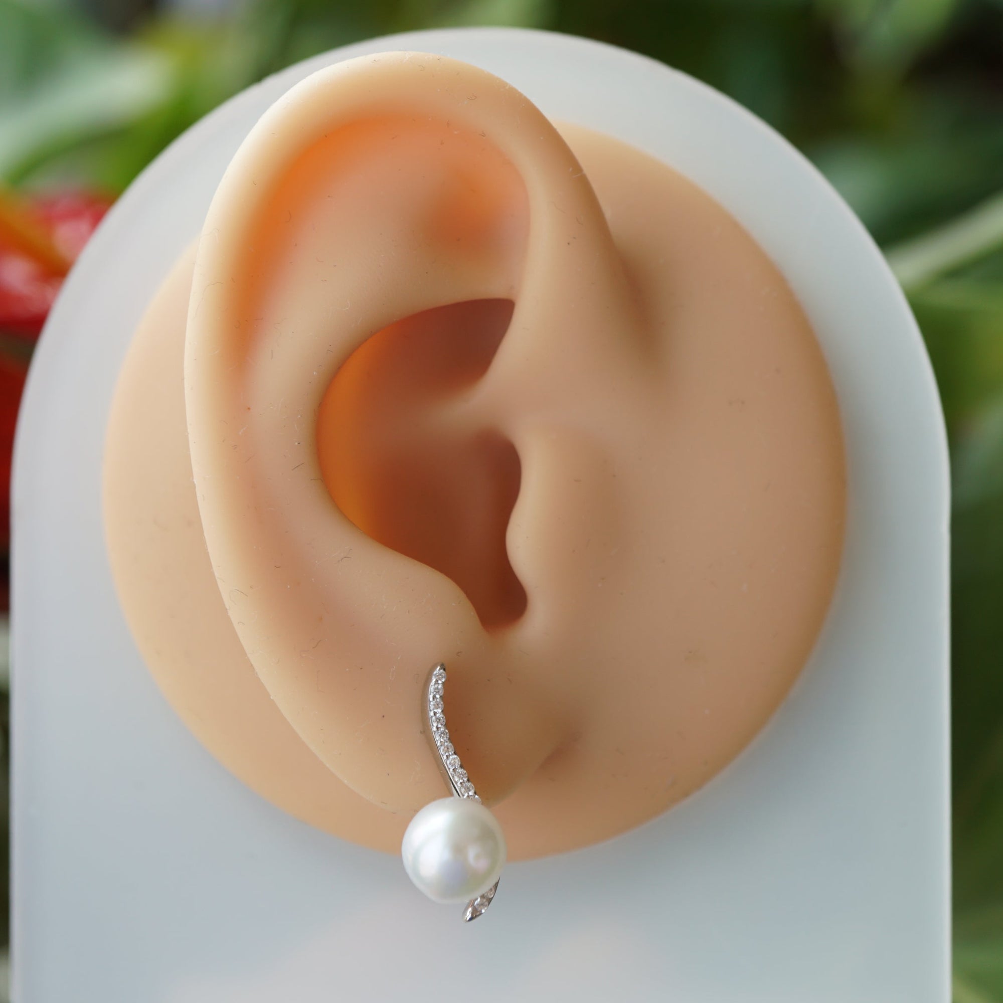 Wave 925 Silver small light luxury freshwater pearl earrings-Vsabel Jewellery