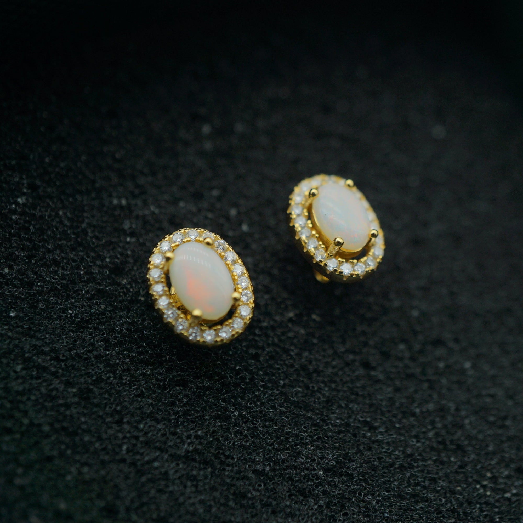Genuine White Hola Opal Studs-Vsabel Jewellery