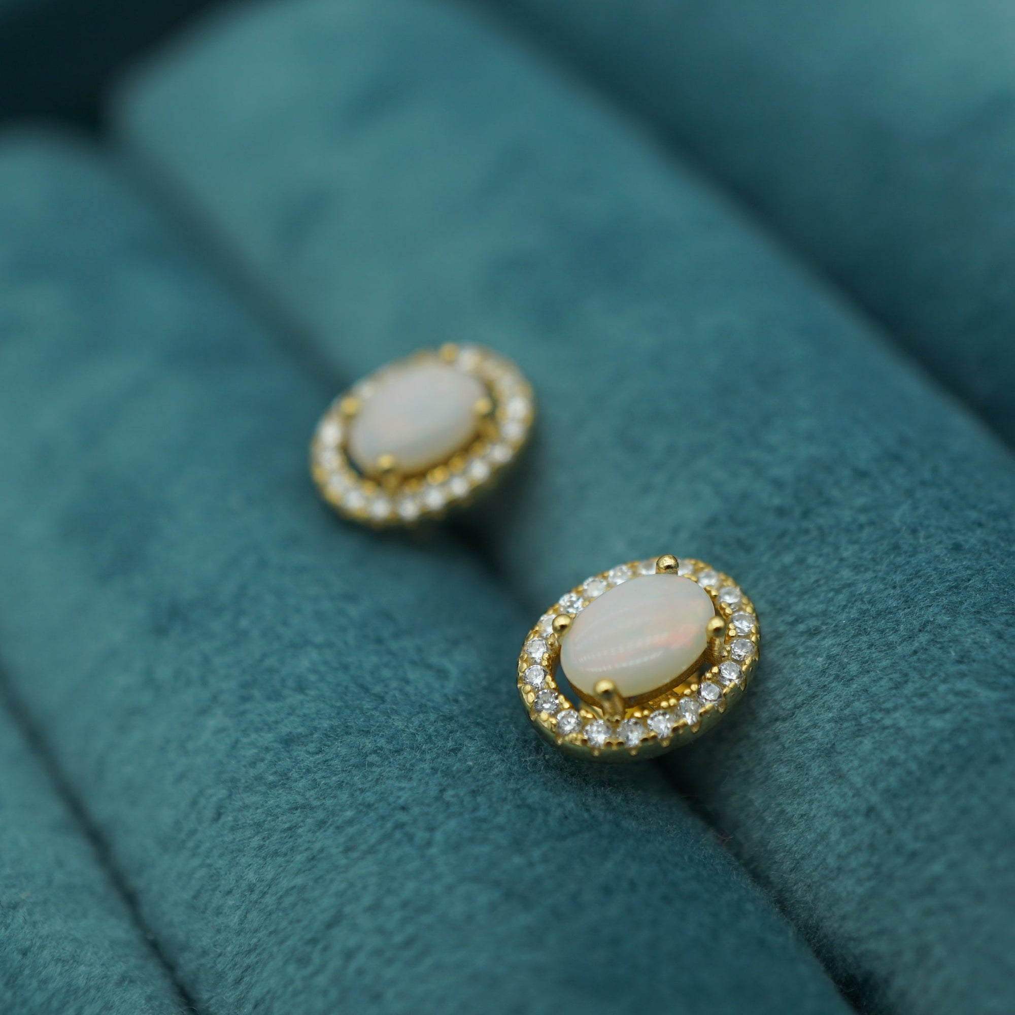 Genuine White Hola Opal Studs-Vsabel Jewellery