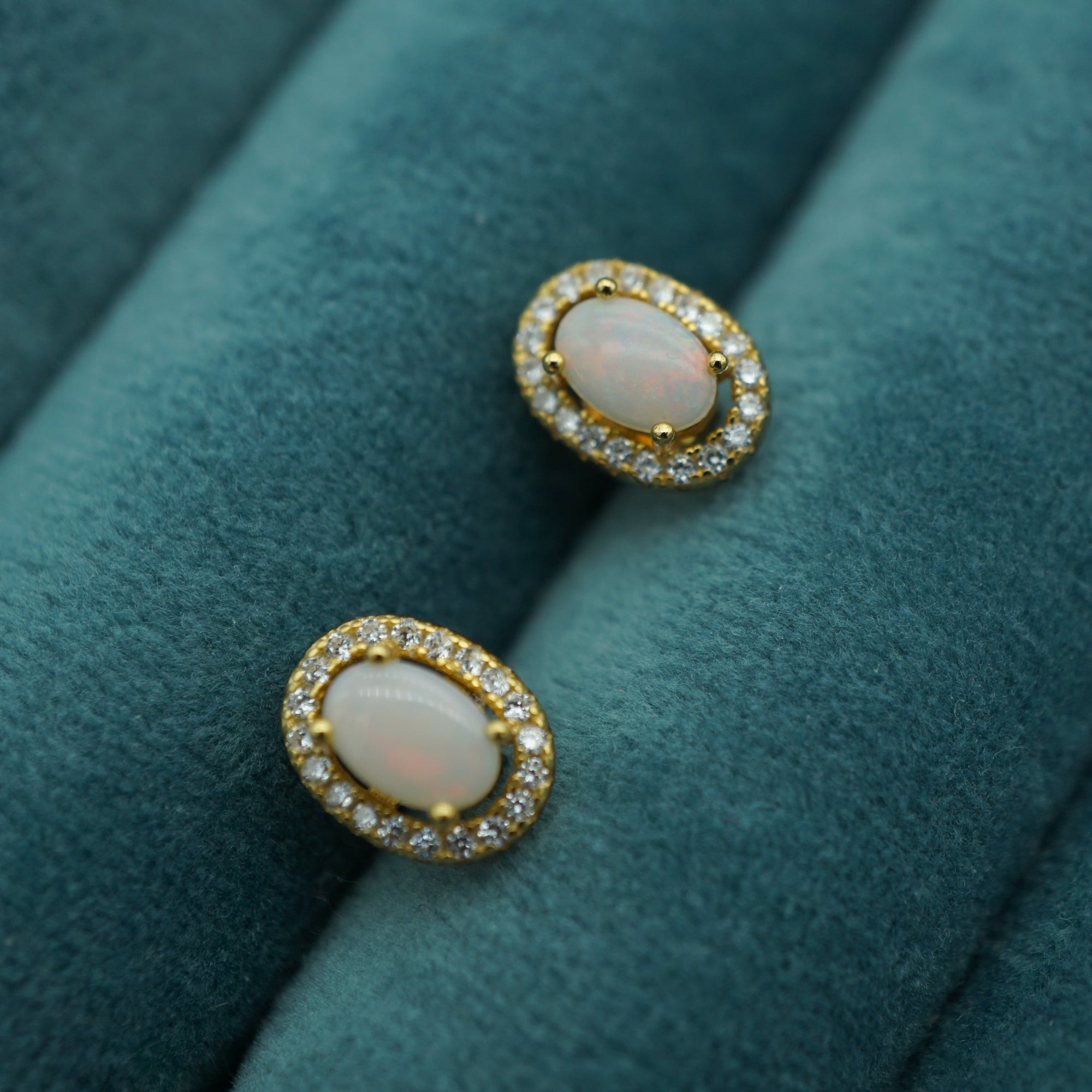 Genuine White Hola Opal Studs-Vsabel Jewellery