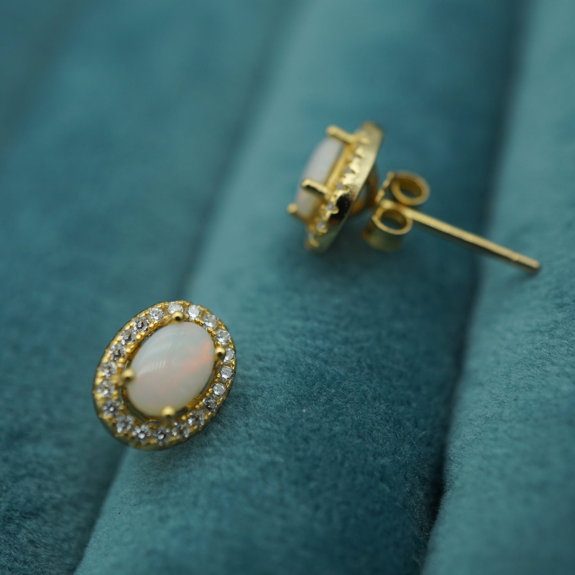 Genuine White Hola Opal Studs-Vsabel Jewellery