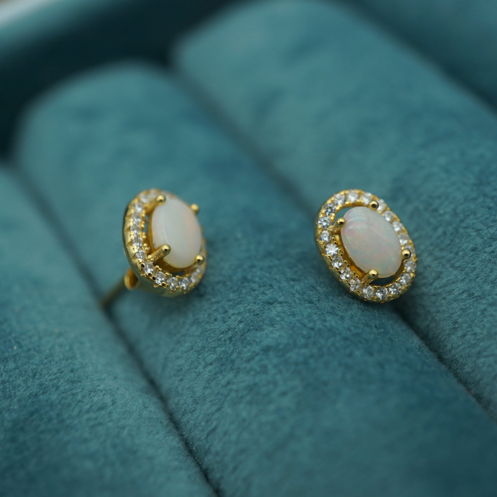 Genuine White Hola Opal Studs-Vsabel Jewellery