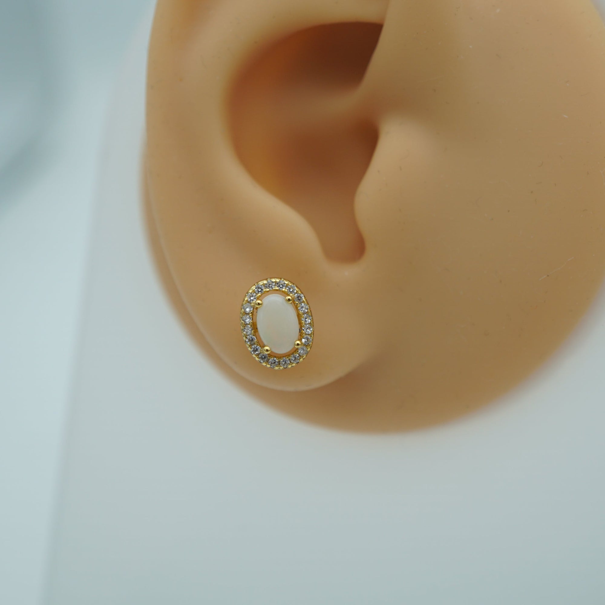 Genuine White Hola Opal Studs-Vsabel Jewellery