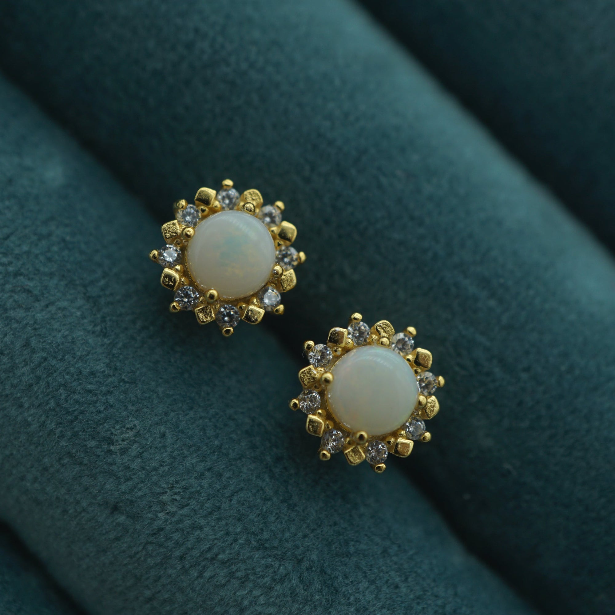 Flower Sterling Silver White Opal Earrings