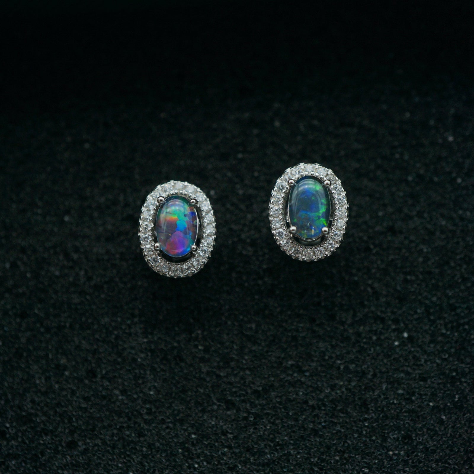 Genuine Sterling Silver Australian Triplet Opal Earrings-Vsabel Jewellery