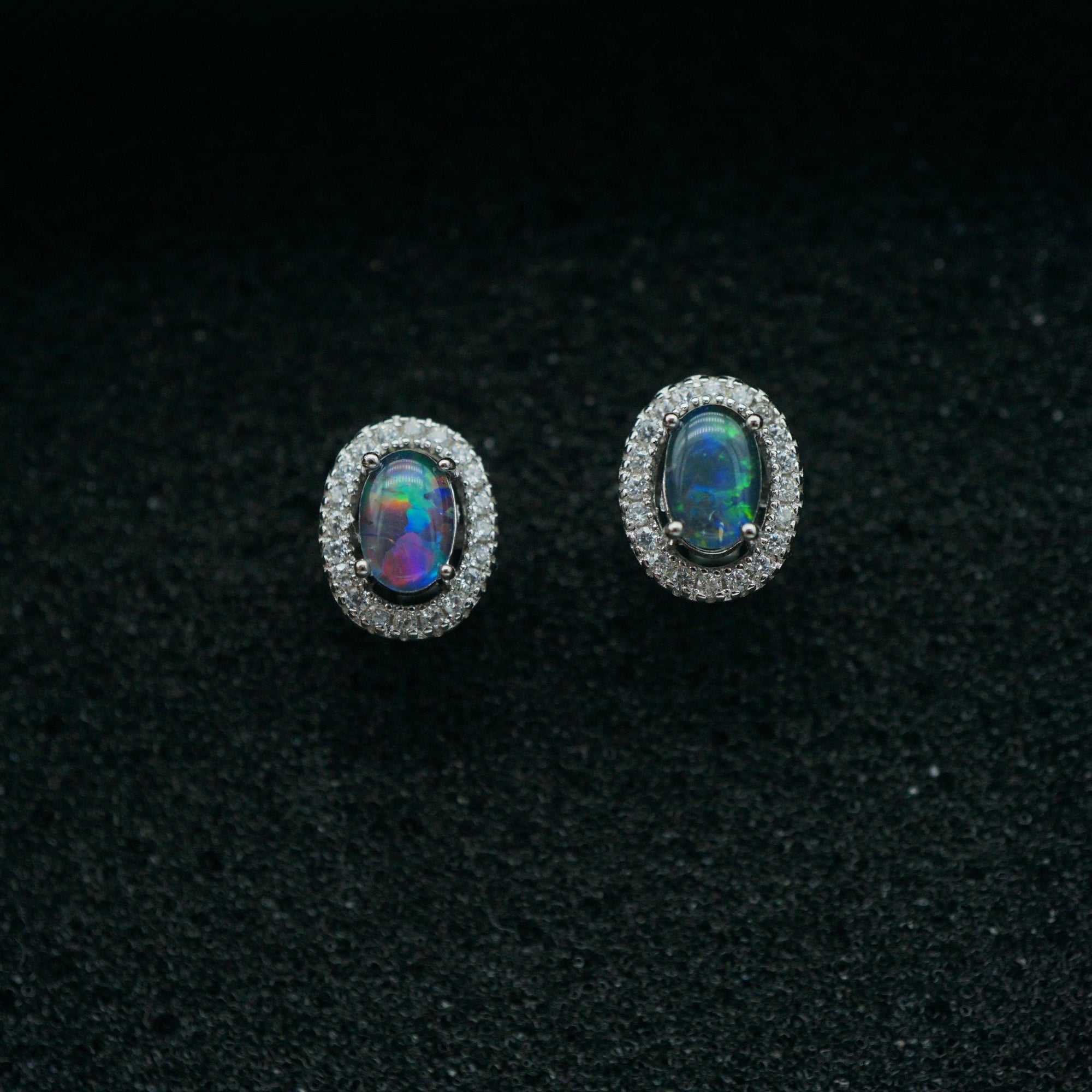 Genuine Sterling Silver Australian Triplet Opal Earrings-Vsabel Jewellery