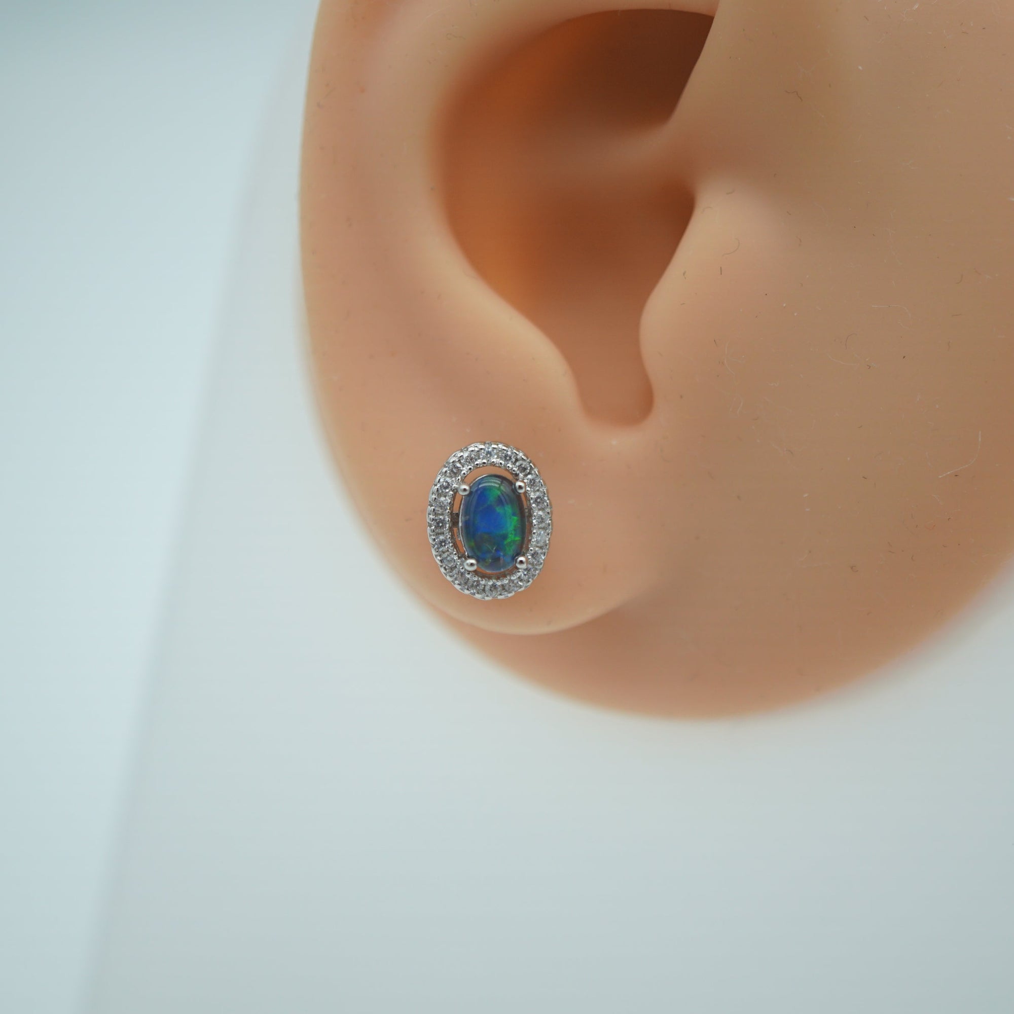 Genuine Sterling Silver Australian Triplet Opal Earrings-Vsabel Jewellery