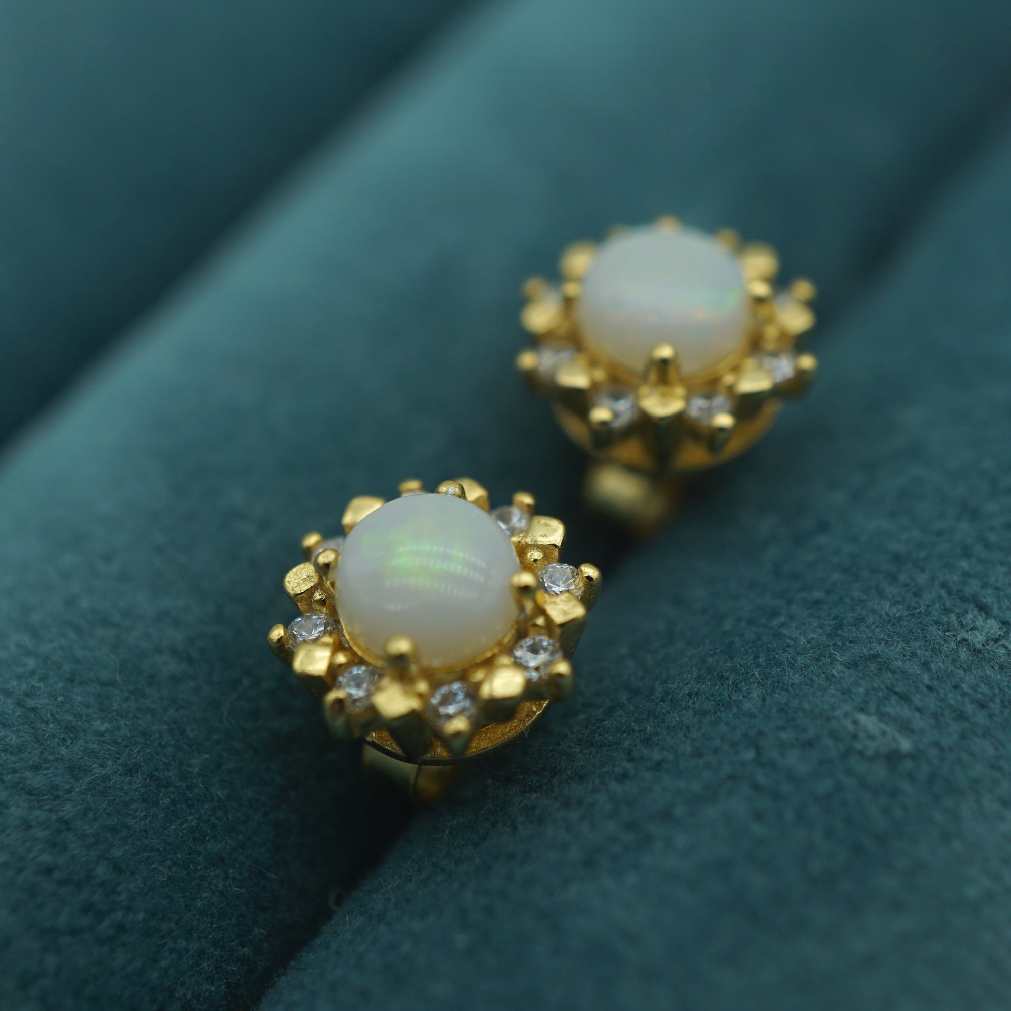 Flower Sterling Silver White Opal Earrings