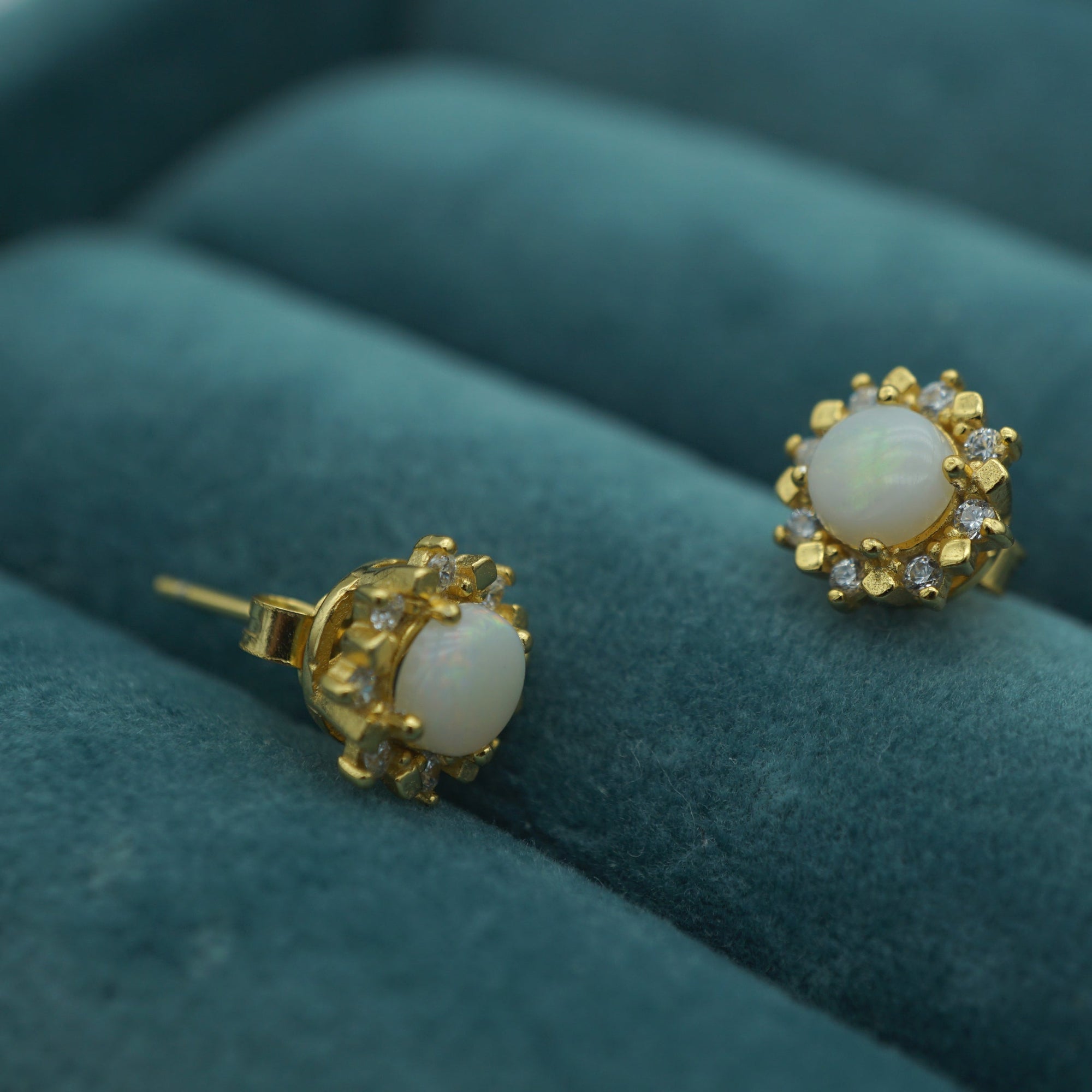 Flower Sterling Silver White Opal Earrings
