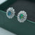 Silver Vintage style opal earring studs, halo opal earrings, dainty opal studs, bridal opal studs, australian opal earrings-Vsabel Jewellery