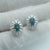 Silver Vintage style opal earring studs, halo opal earrings, dainty opal studs, bridal opal studs, australian opal earrings-Vsabel Jewellery