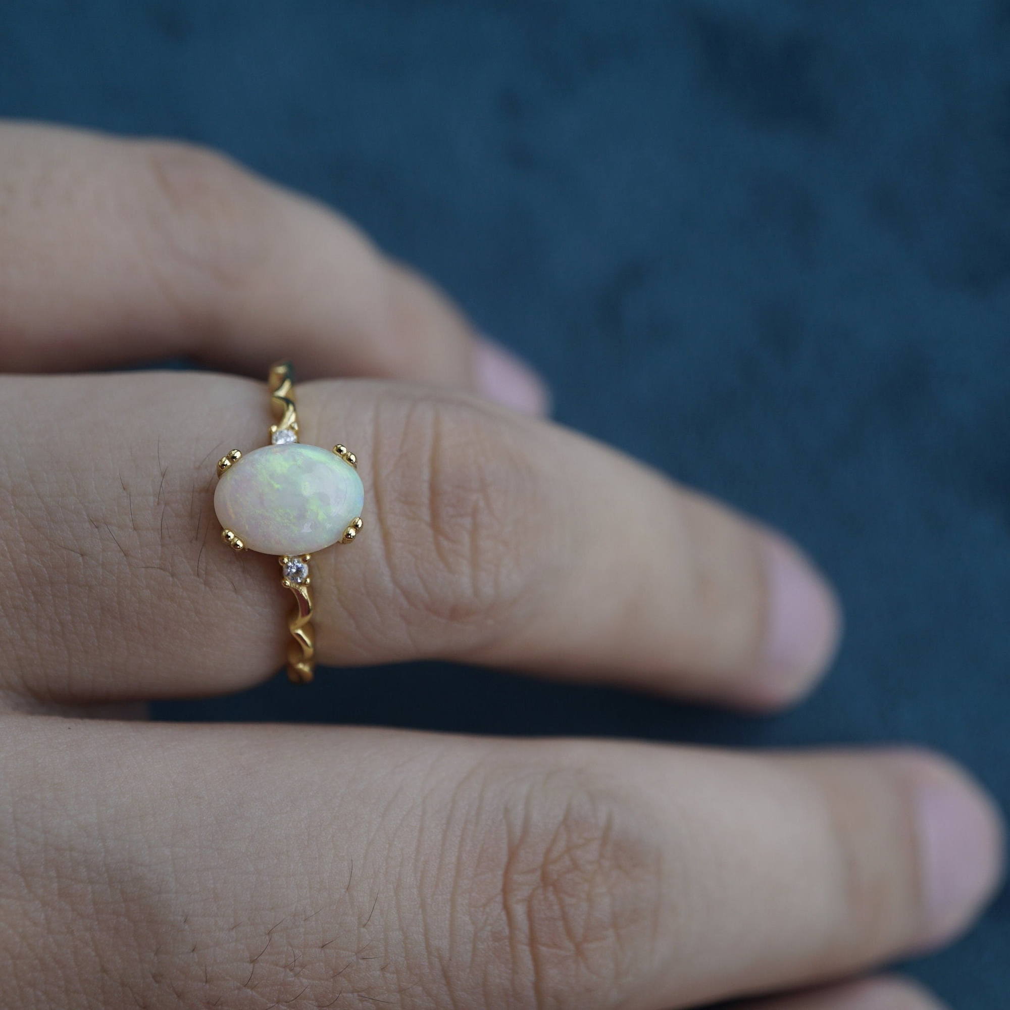 Simple Australian Crystal Opal Ring