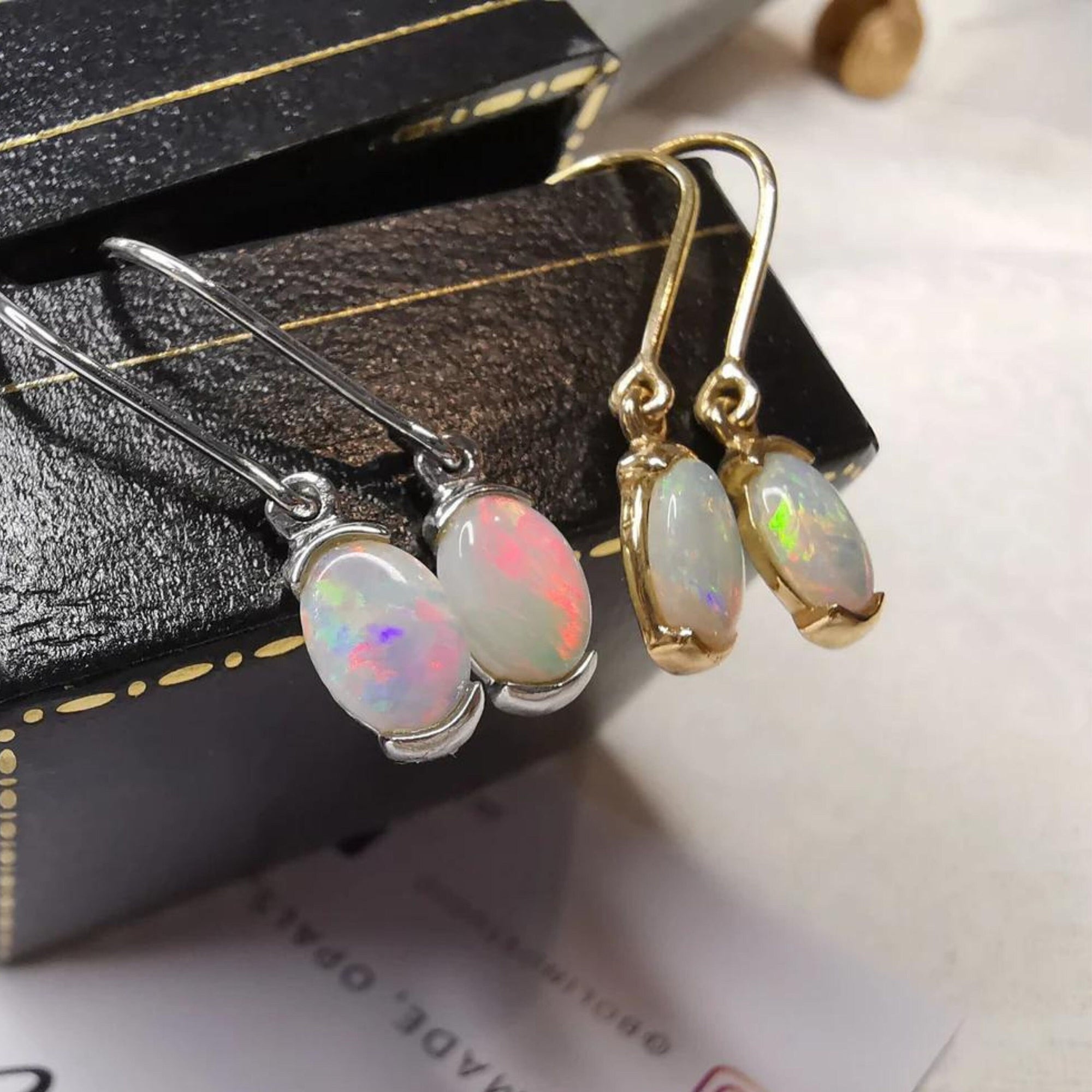 Exquisite 18K Yellow Gold Opal Drop Earrings - Timeless Elegance-Vsabel Jewellery
