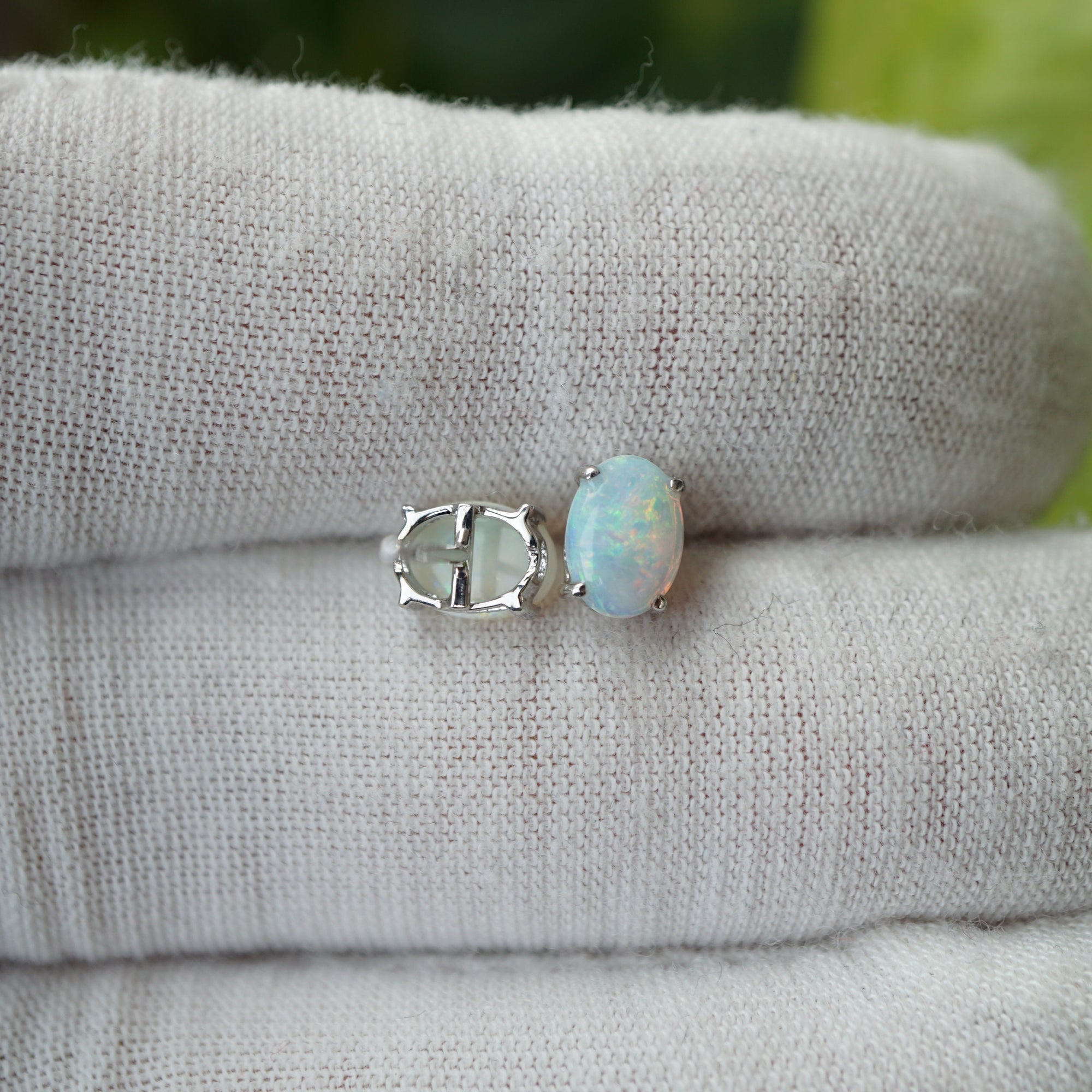 Exquisite 18k Opal Earring Studs - Wedding Jewelry-Vsabel Jewellery