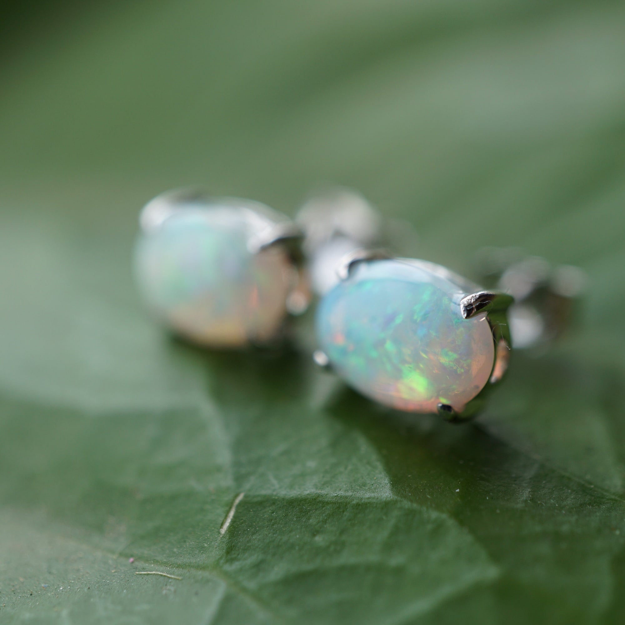 Exquisite 18k Opal Earring Studs - Wedding Jewelry-Vsabel Jewellery