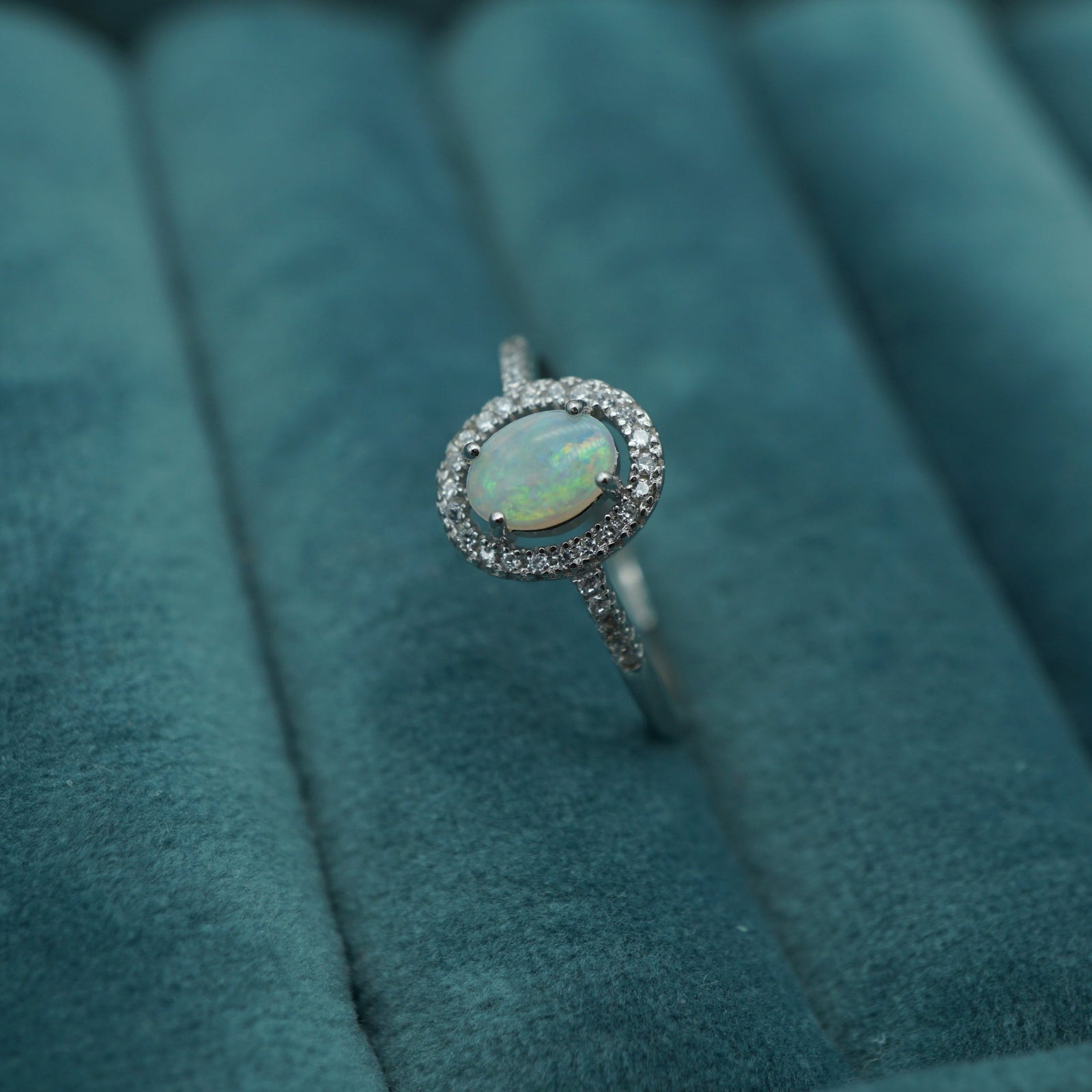 Solid Australian Opal Ring, October Birthstone, Opal Jewelry, Stackable Rings, Rings for Women, Gift for Her, Gift for Mom, Gemstone Ring-Vsabel Jewellery
