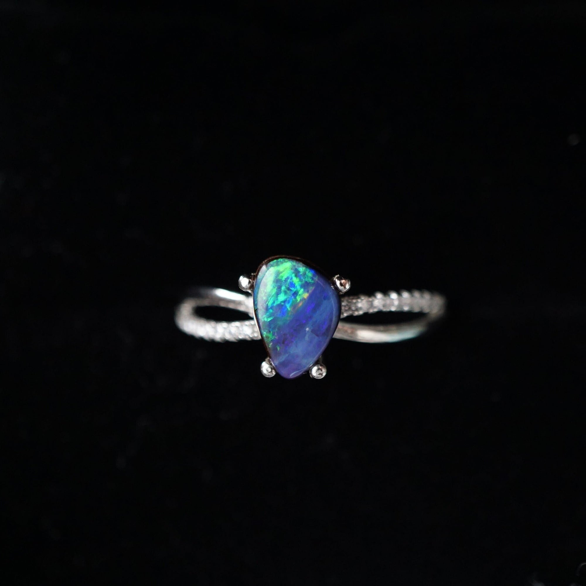 Dainty handmade australian boulder opal ring, october birthstone opal ring, october birthstone, gift for her, gemstone ring, one of kind 4-Vsabel Jewellery