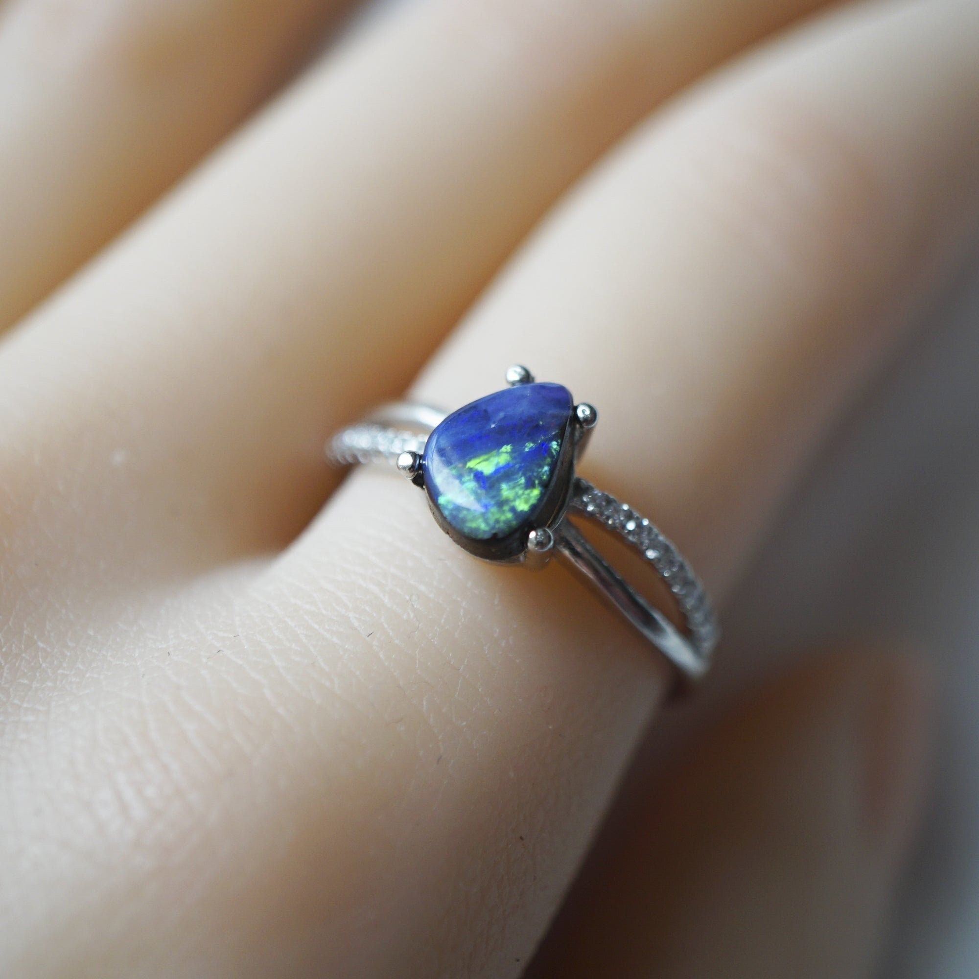 Dainty handmade australian boulder opal ring, october birthstone opal ring, october birthstone, gift for her, gemstone ring, one of kind 4-Vsabel Jewellery