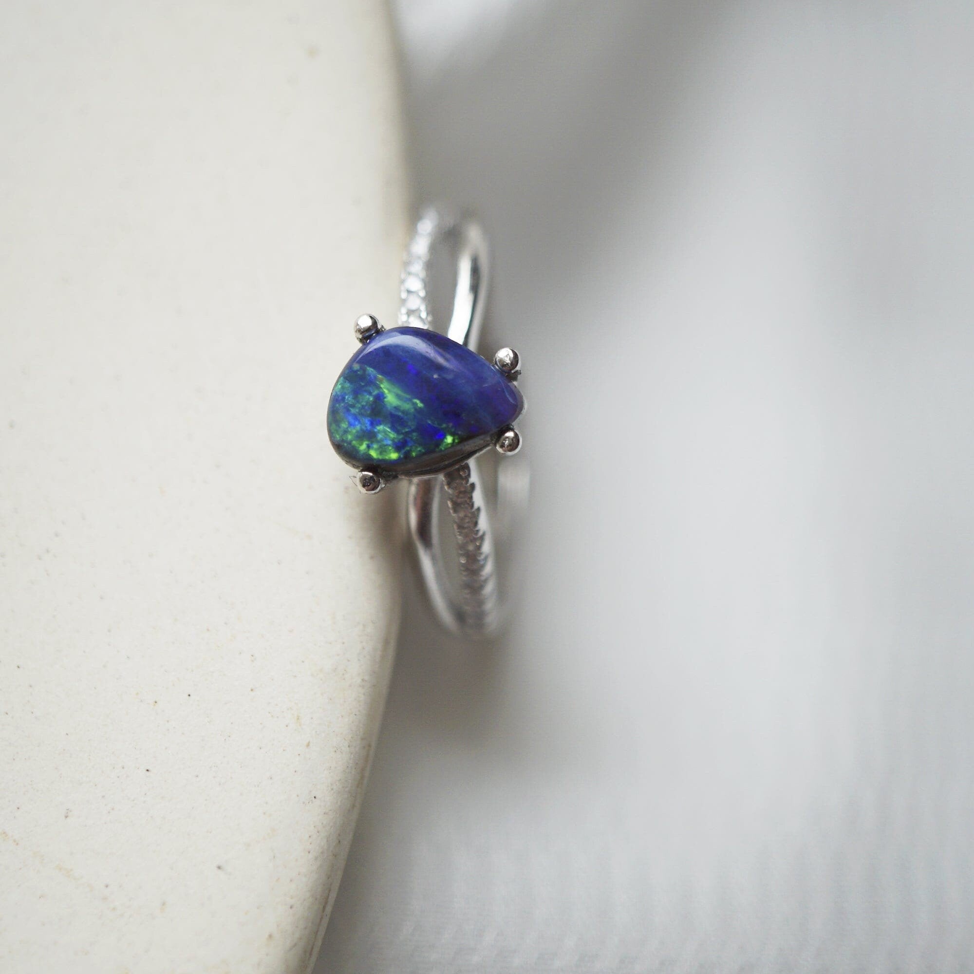 Dainty handmade australian boulder opal ring, october birthstone opal ring, october birthstone, gift for her, gemstone ring, one of kind 4-Vsabel Jewellery