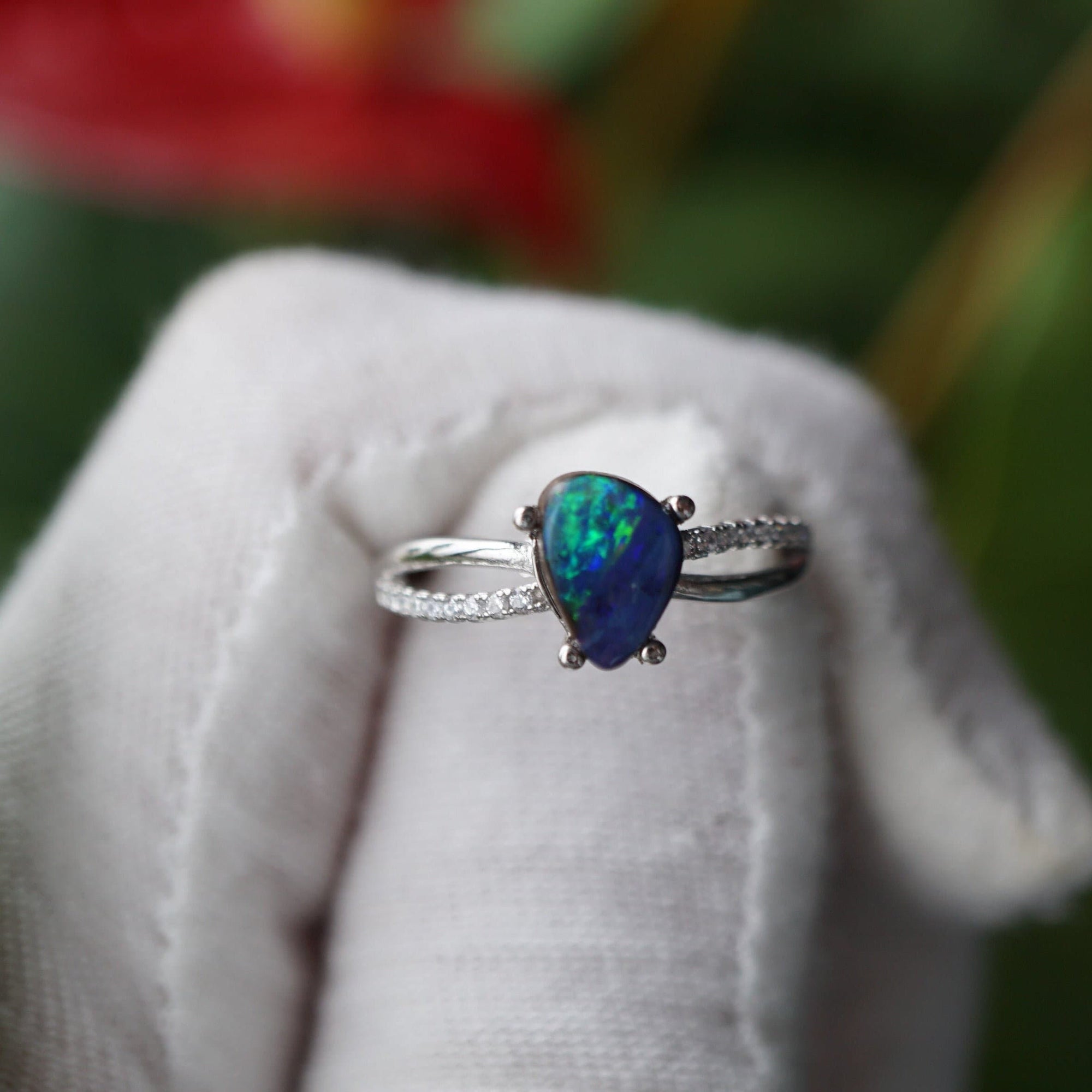 Dainty handmade australian boulder opal ring, october birthstone opal ring, october birthstone, gift for her, gemstone ring, one of kind 4-Vsabel Jewellery