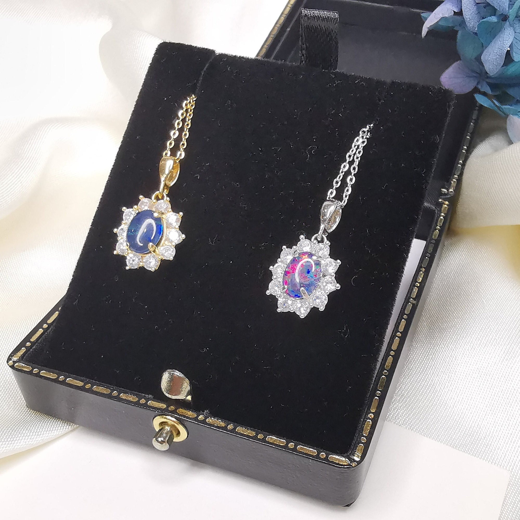 Elegant Flower Opal Necklace Pendant-Vsabel Jewellery