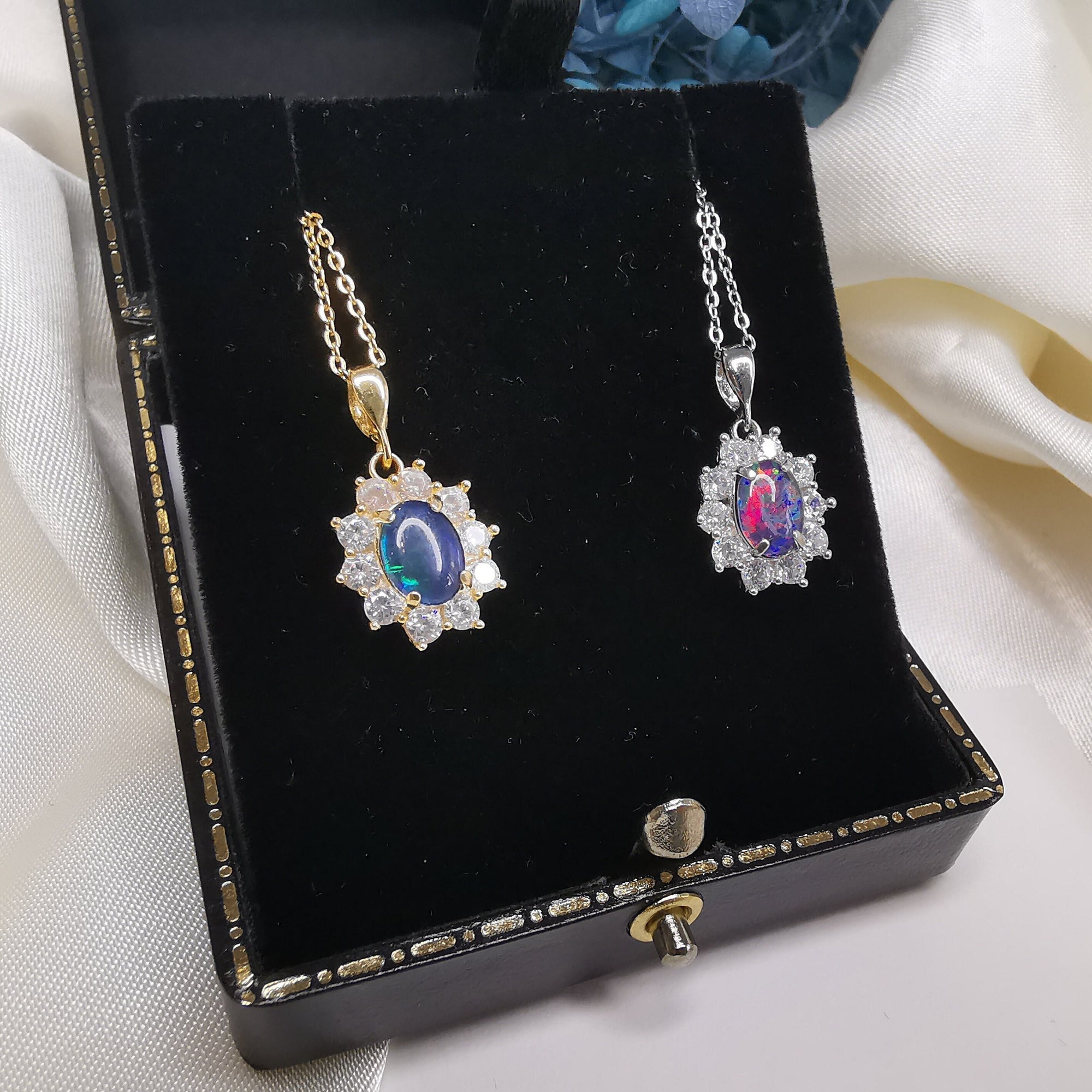 Elegant Flower Opal Necklace Pendant-Vsabel Jewellery