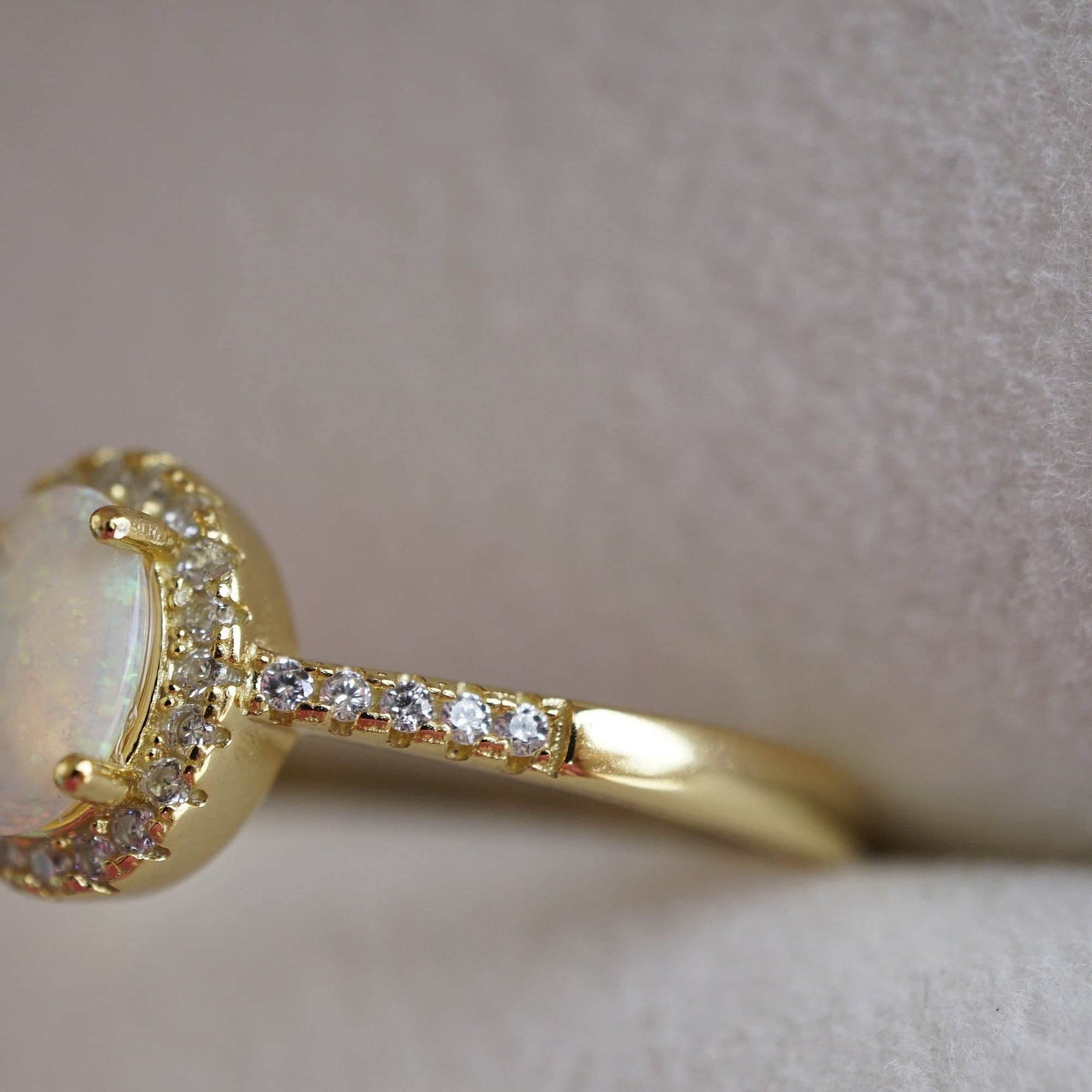 Dainty Australian Opal Ring - October Birthstone Stackable Beauty-Vsabel Jewellery