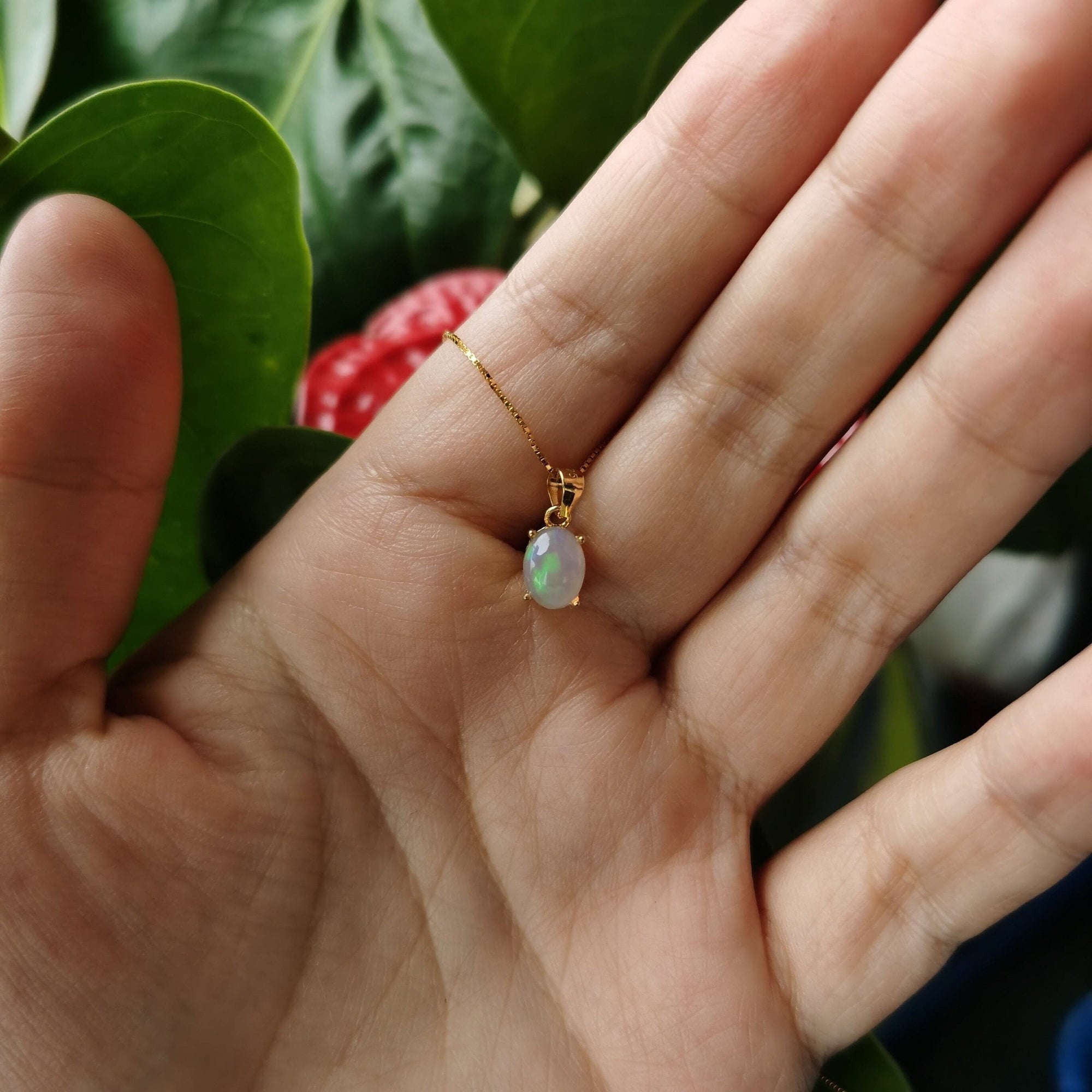 New genuine ethiopian opal necklace, beautiful opal pendant, october birthstone, opal jewelry, opal pendant, dainty necklace, best gradution-Vsabel Jewellery