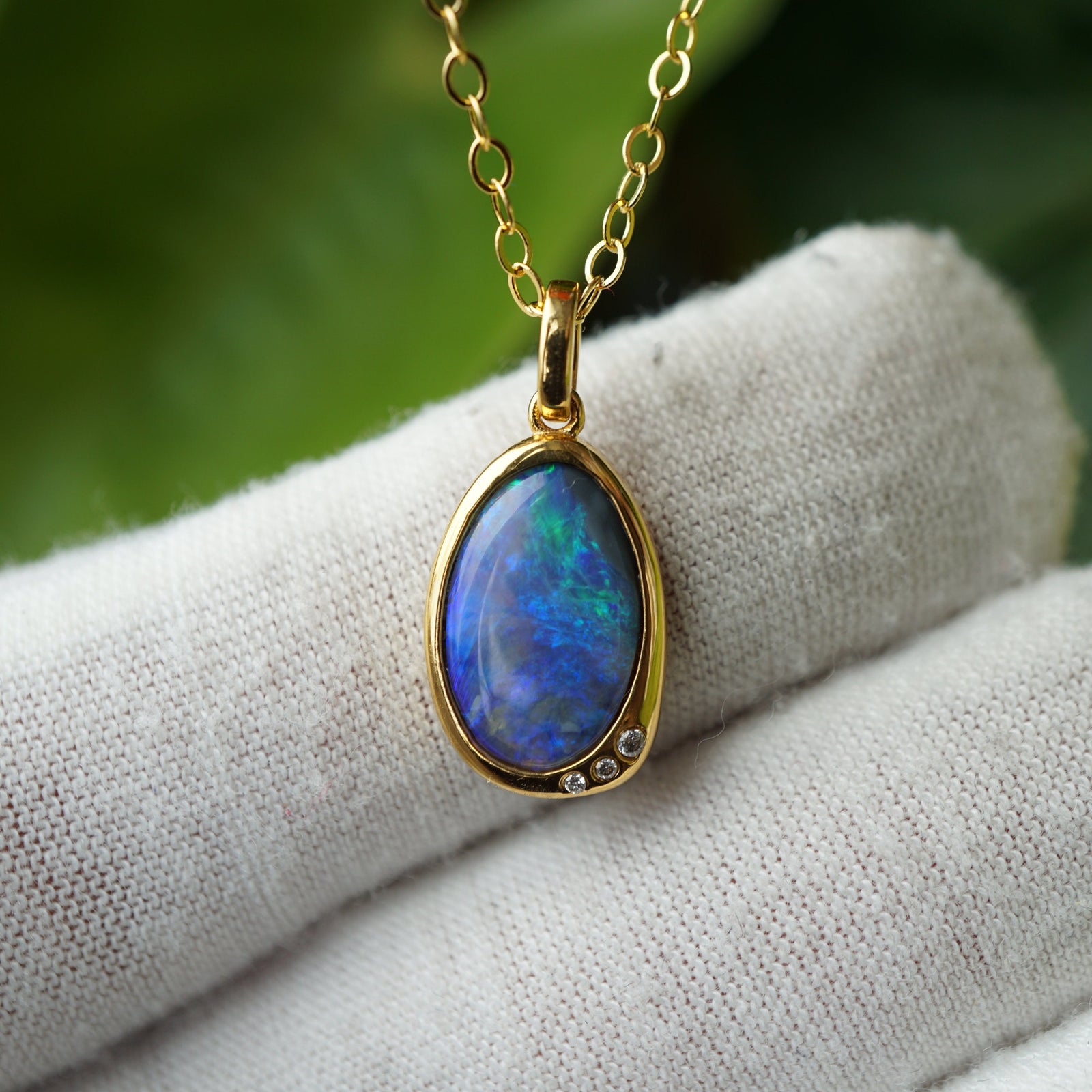 Myst Blue Solid Australian Black Opal Necklace - Timeless Elegance-Vsabel Jewellery