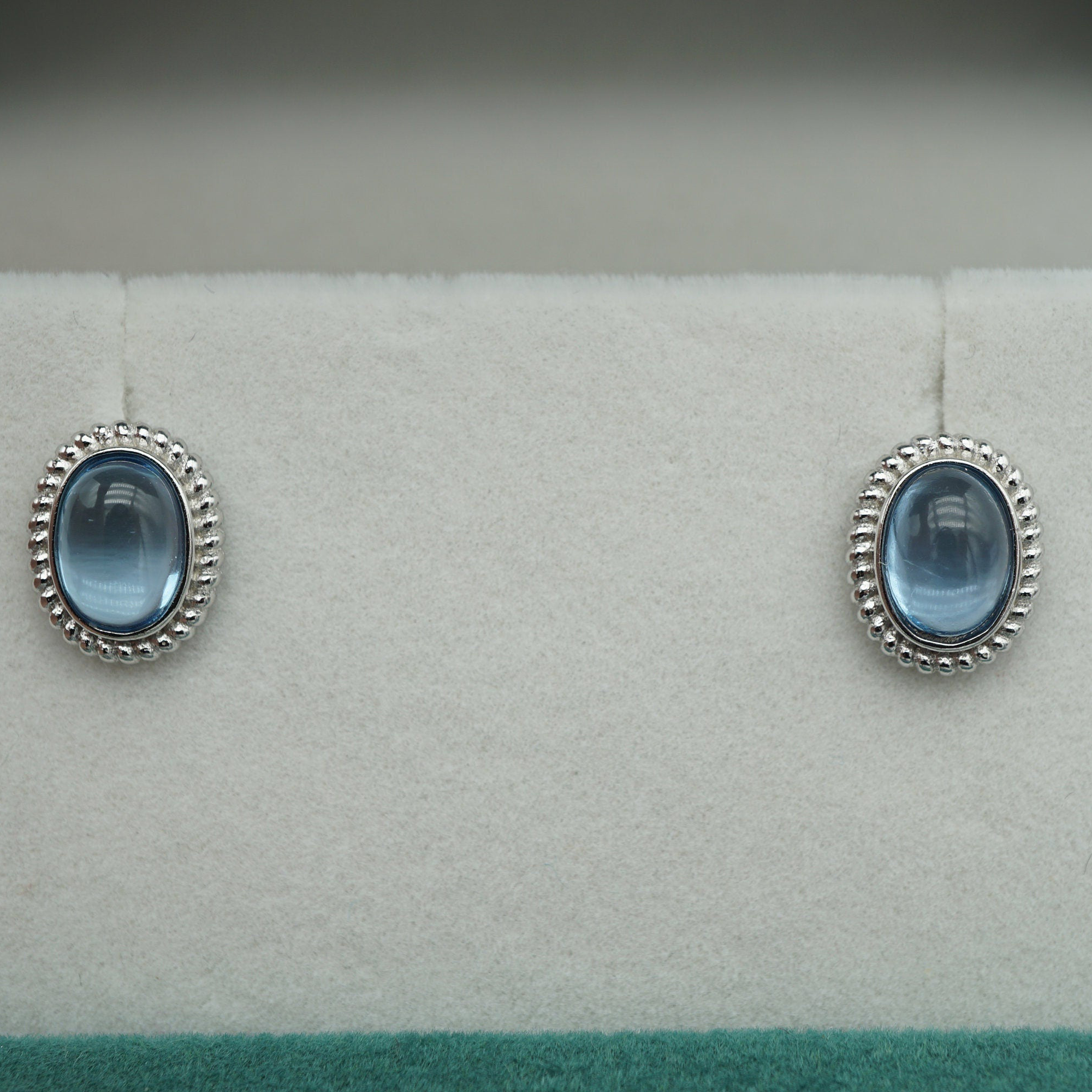 Blue Topaz Stud Earrings, Genuine Sky Blue Gemstone in 925 Silver