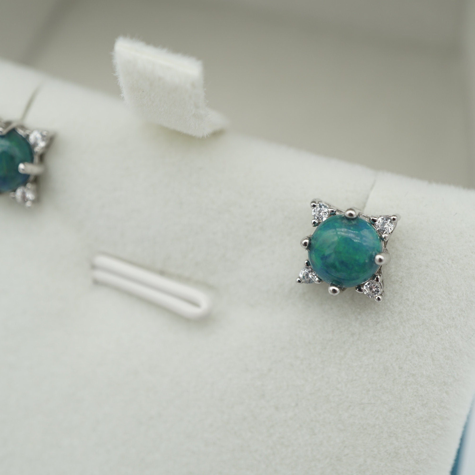 Simple black ethiopian opal earring studs, genuine opal earring studs, round 925 silver opal studs, simple opal studs, opal earrings gift-Vsabel Jewellery