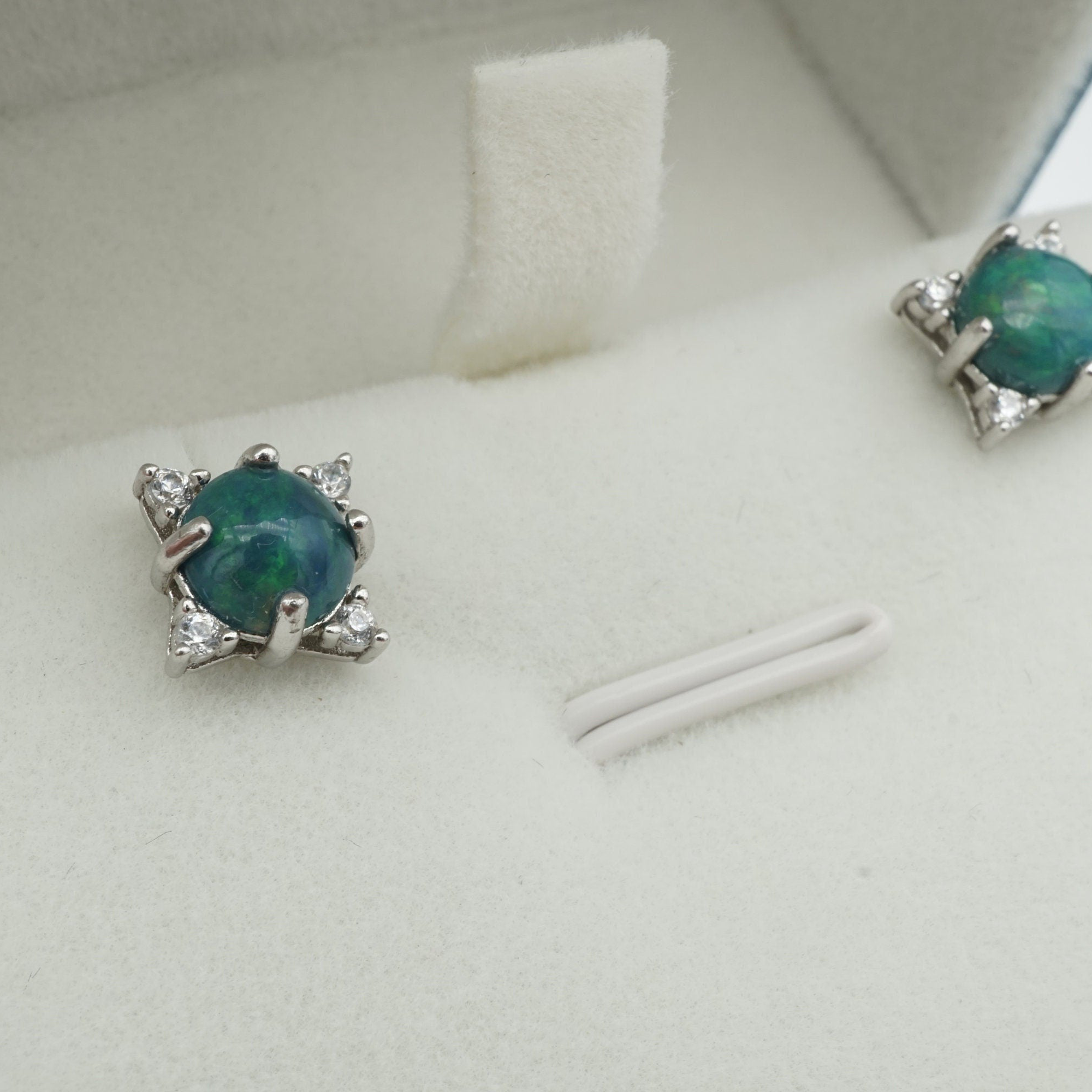 Simple black ethiopian opal earring studs, genuine opal earring studs, round 925 silver opal studs, simple opal studs, opal earrings gift-Vsabel Jewellery