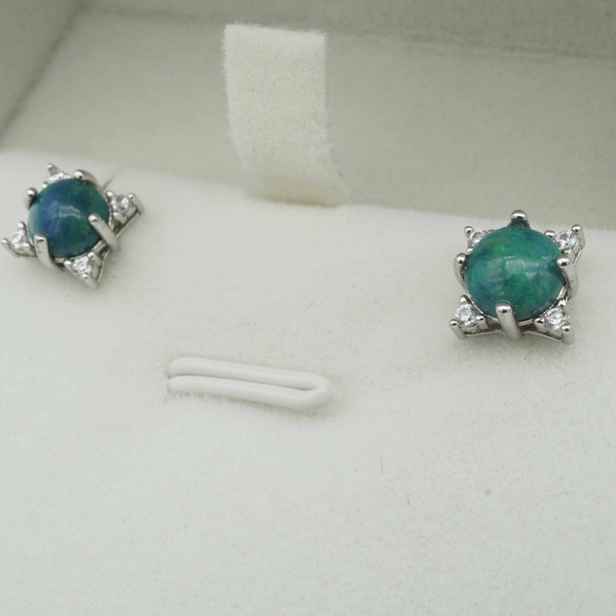 Simple black ethiopian opal earring studs, genuine opal earring studs, round 925 silver opal studs, simple opal studs, opal earrings gift-Vsabel Jewellery