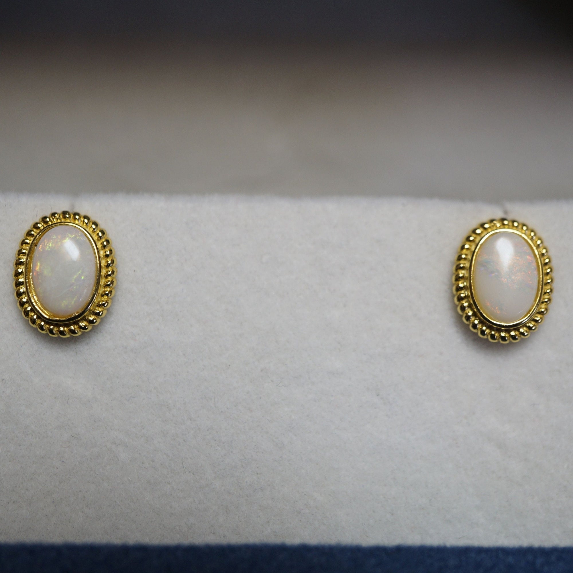 Halo White Opal Earring Studs - Radiant Elegance