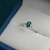 Blue Topaz Ring in 925 Silver, Dainty Gemstone with CZ Accents