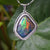Unique handmade rainbow australian triplet opal pendant necklace with cubic zirconia's in 925 sterling silver, opal pendant, gift for mum-Vsabel Jewellery