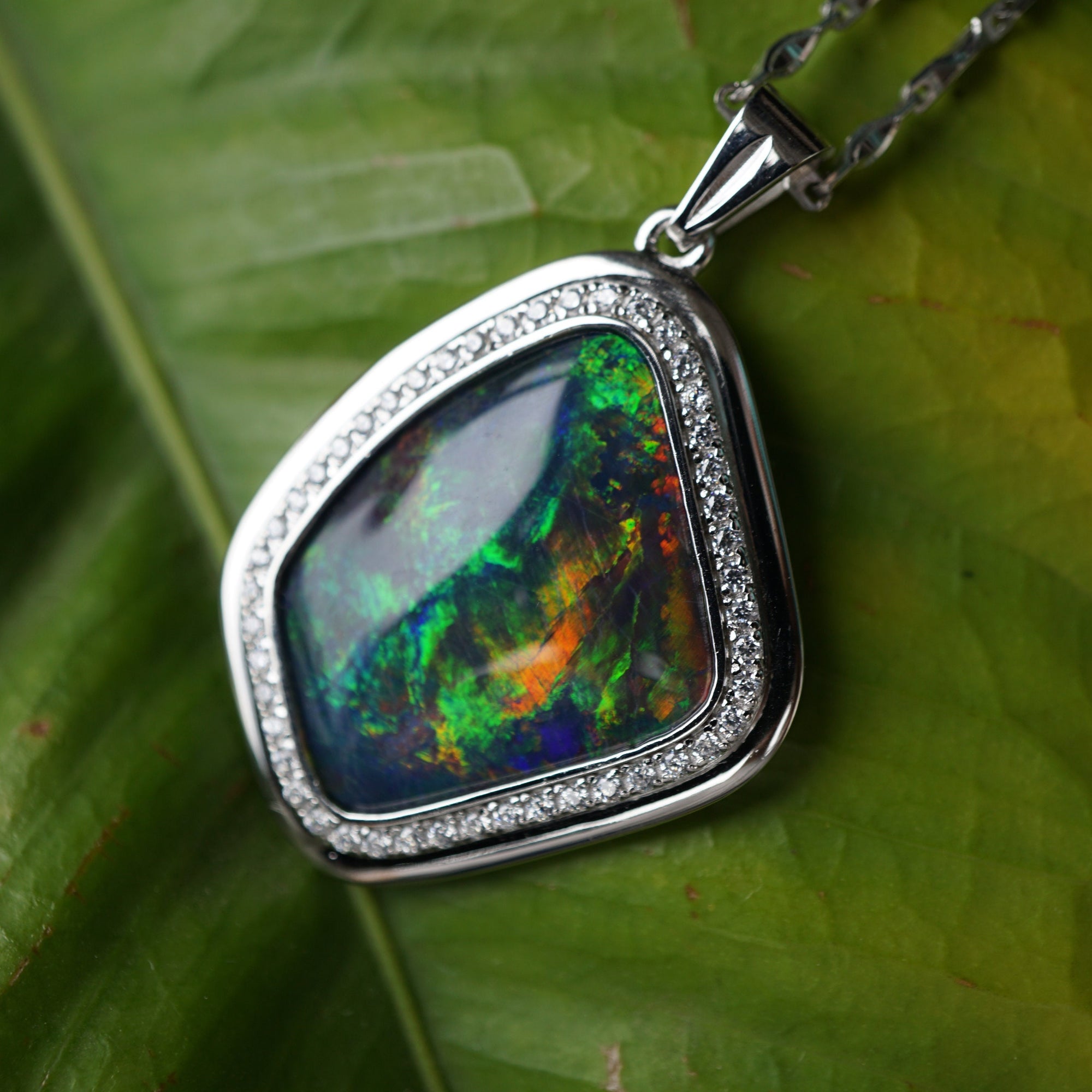 Unique handmade rainbow australian triplet opal pendant necklace with cubic zirconia's in 925 sterling silver, opal pendant, gift for mum-Vsabel Jewellery