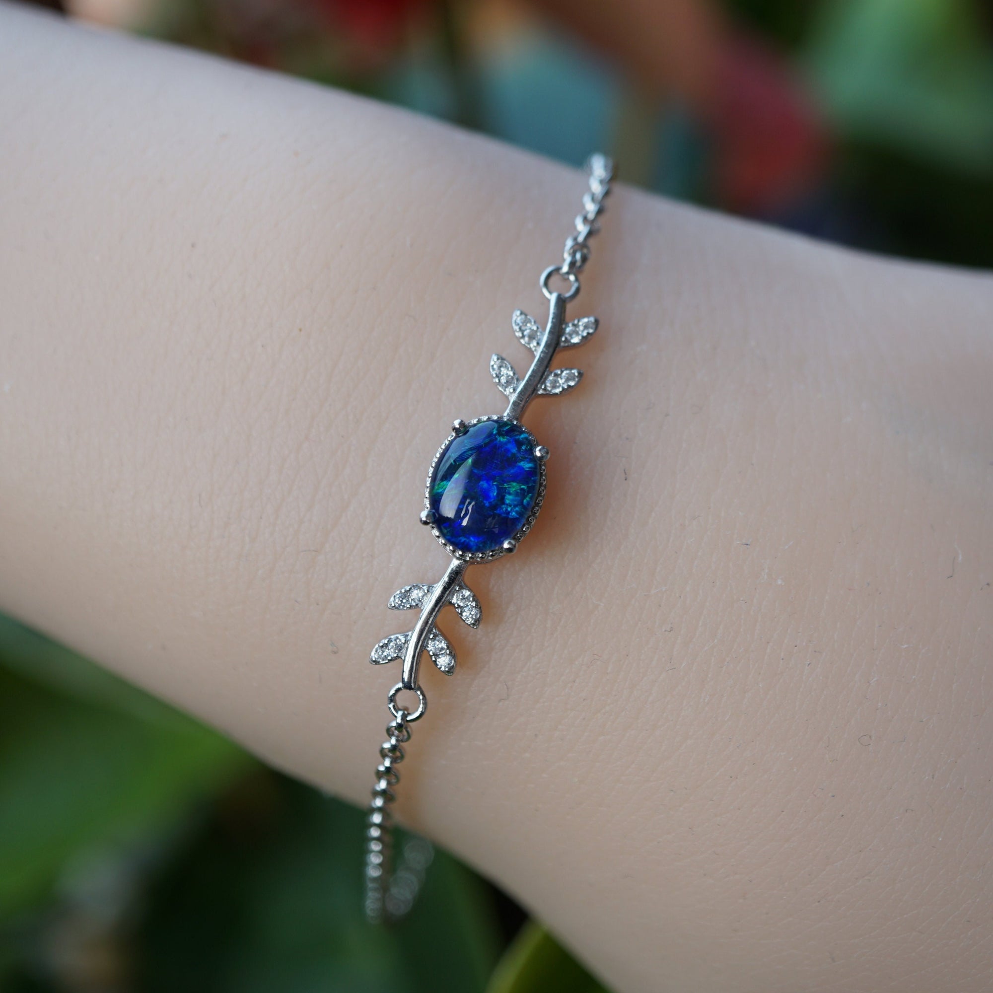 Leaf Opal Bracelet - Nature's Elegance-Vsabel Jewellery